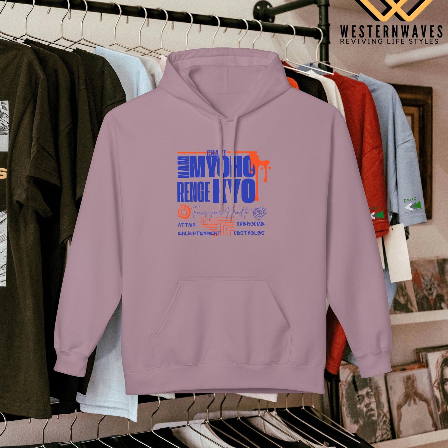 Unisex Midweight Softstyle Fleece Hoodie_ N3+ Series USMWSSFH PT2WW003_ Limited Edition Luxuriously Soft 100% Cotton Face by WesternWaves: