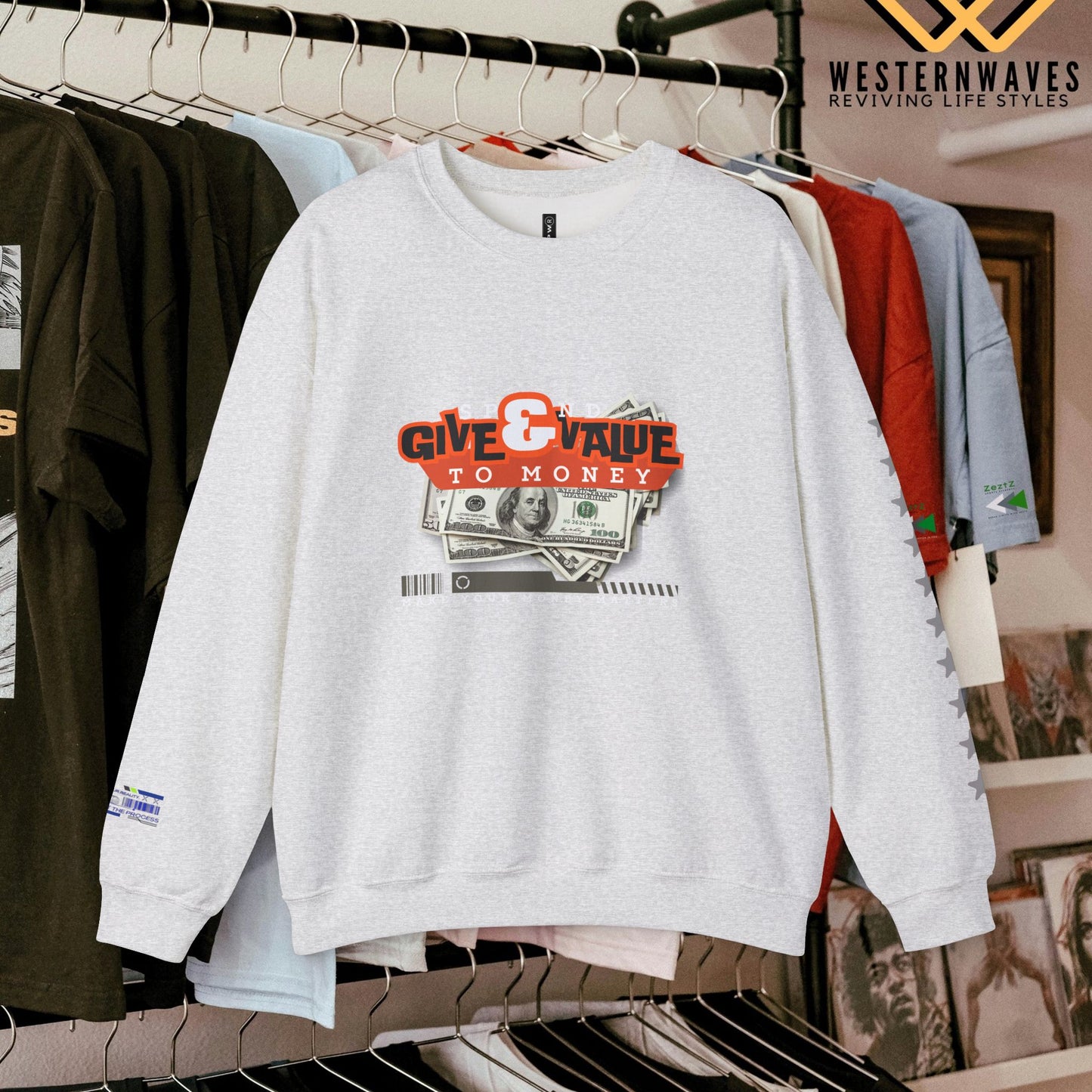 Unisex Heavy Blend™ Crewneck Sweatshirt_ N3+ Series UHBCSS PT2WW035_ Limited Edition Pure Luxury By WesternWaves: