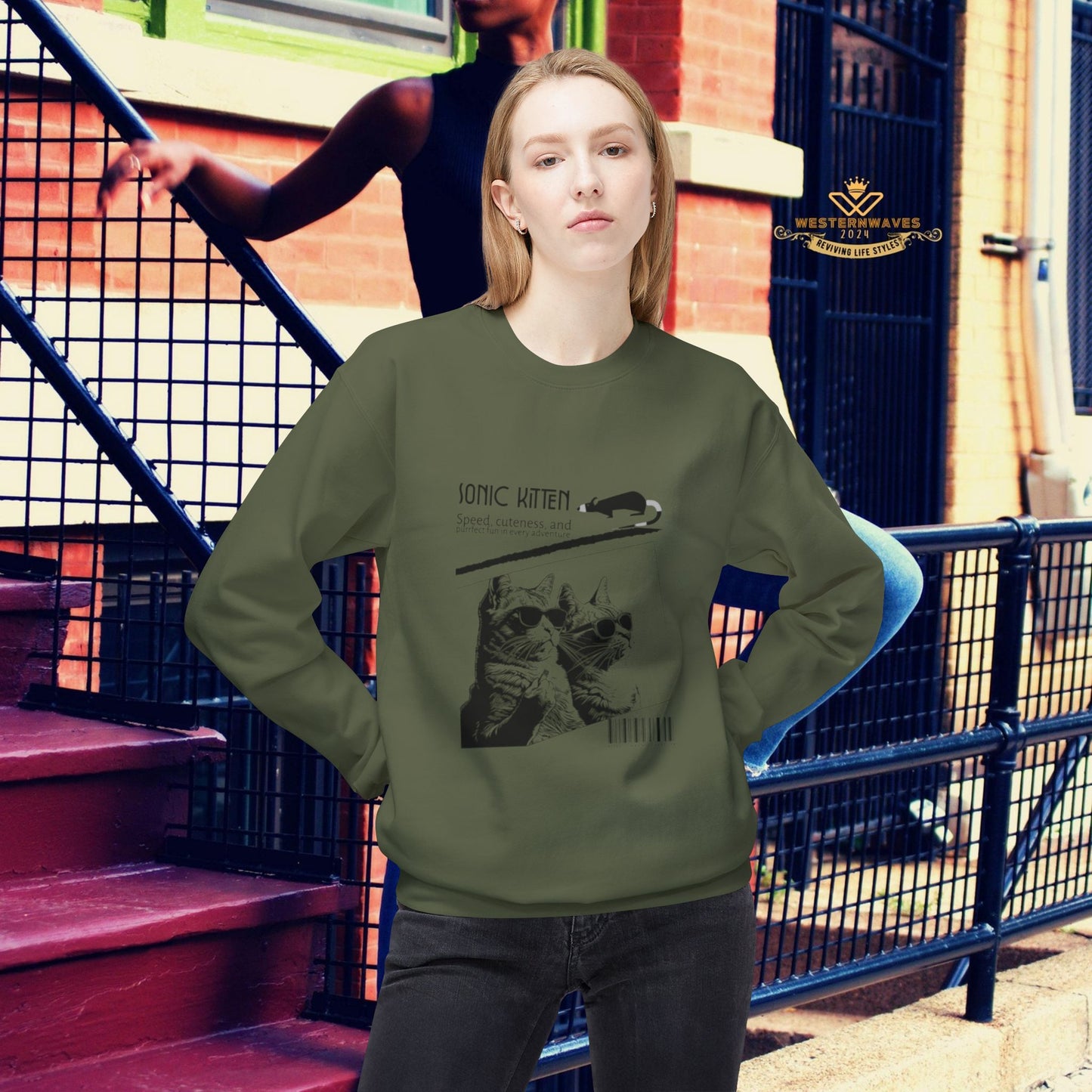 Unisex Midweight Fleece Crewneck Sweatshirt_ N3+ Series UXMWFCS PT2WW015_ WesternWaves Signature Limited Edition: