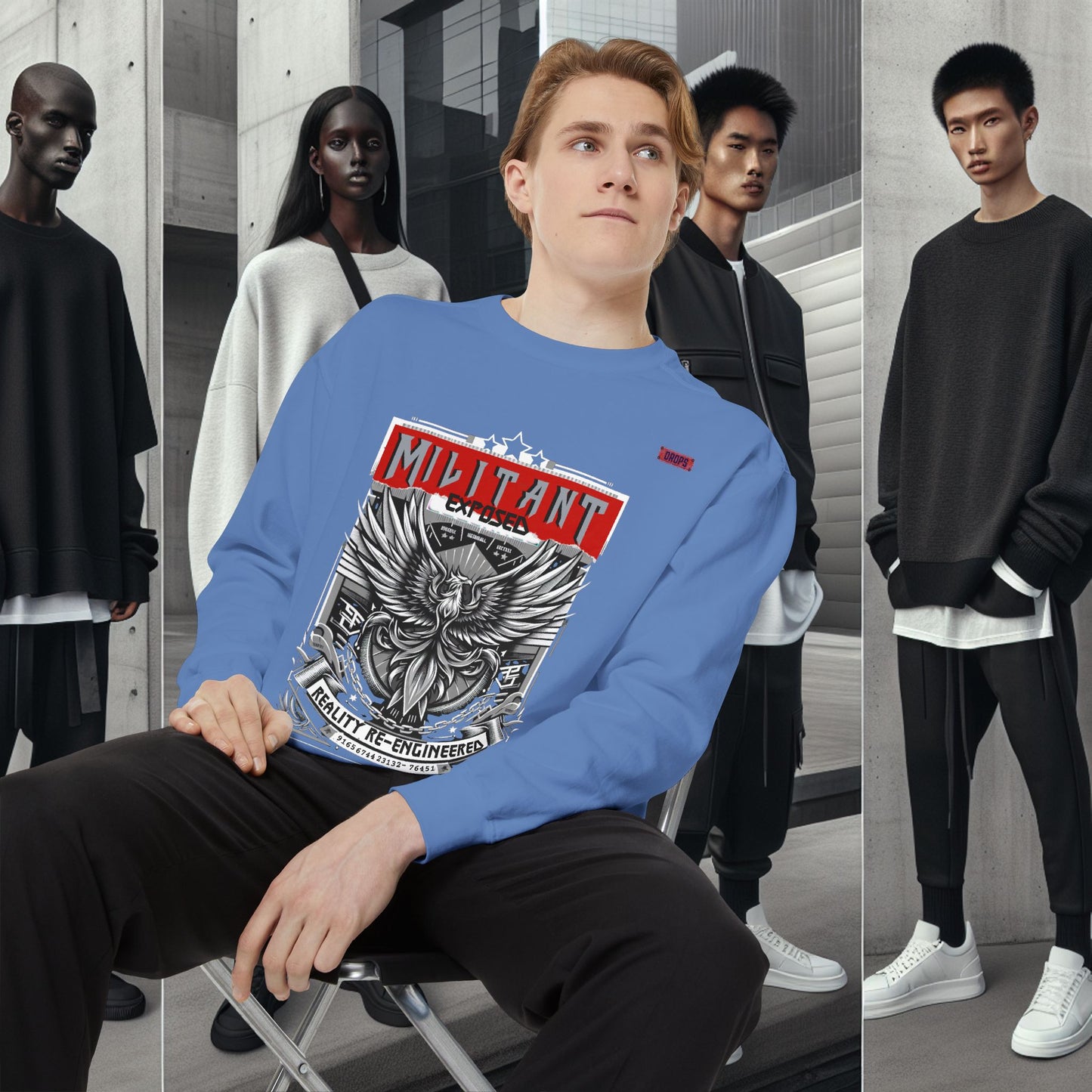 Unisex Garment-Dyed Sweatshirt_ N8+ Series SPW USMWSSFCNSS PT2WW001_ Limited Edition by WesternWaves: