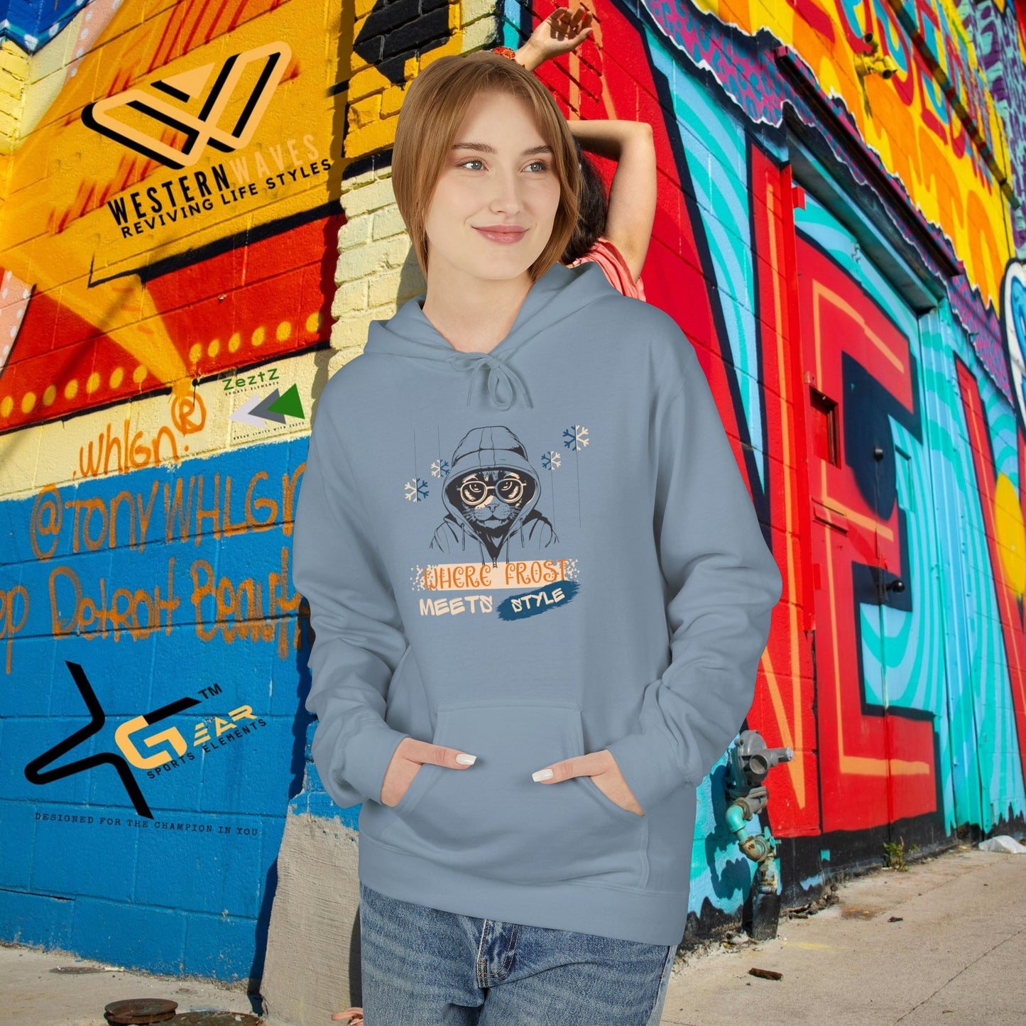 Unisex Midweight Softstyle Fleece Hoodie_ N3+ Series USMWSSFH PT2WW002_ Limited Edition Luxuriously Soft 100% Cotton Face by WesternWaves: