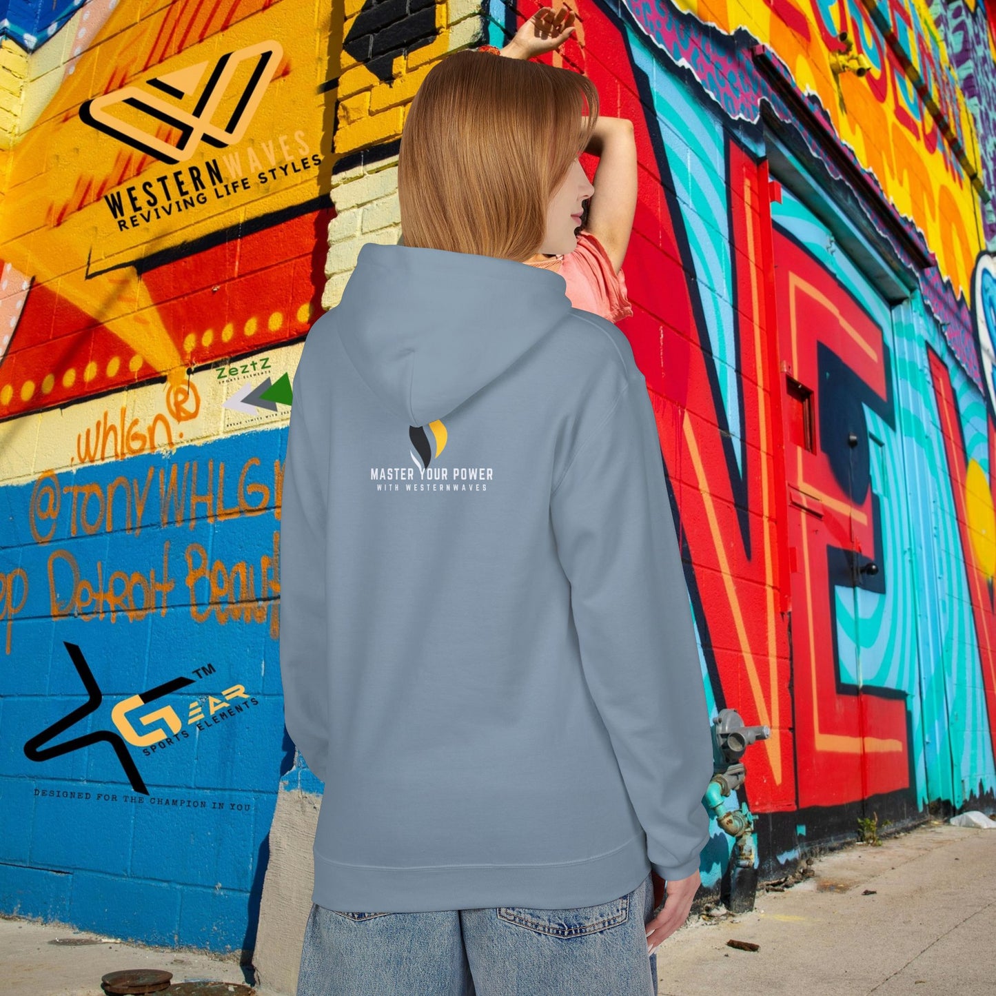 Unisex Midweight Softstyle Fleece Hoodie_ N3+ Series USMWSSFH PT2WW002_ Limited Edition Luxuriously Soft 100% Cotton Face by WesternWaves: