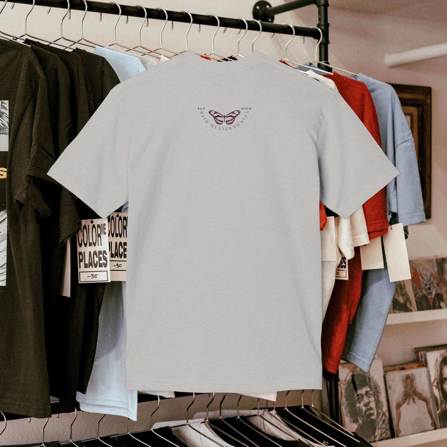 Unisex Midweight T-shirt, Made in USA_ N+ Series UMTS PT2WW007_ Limited Edition Design by WesternWaves: