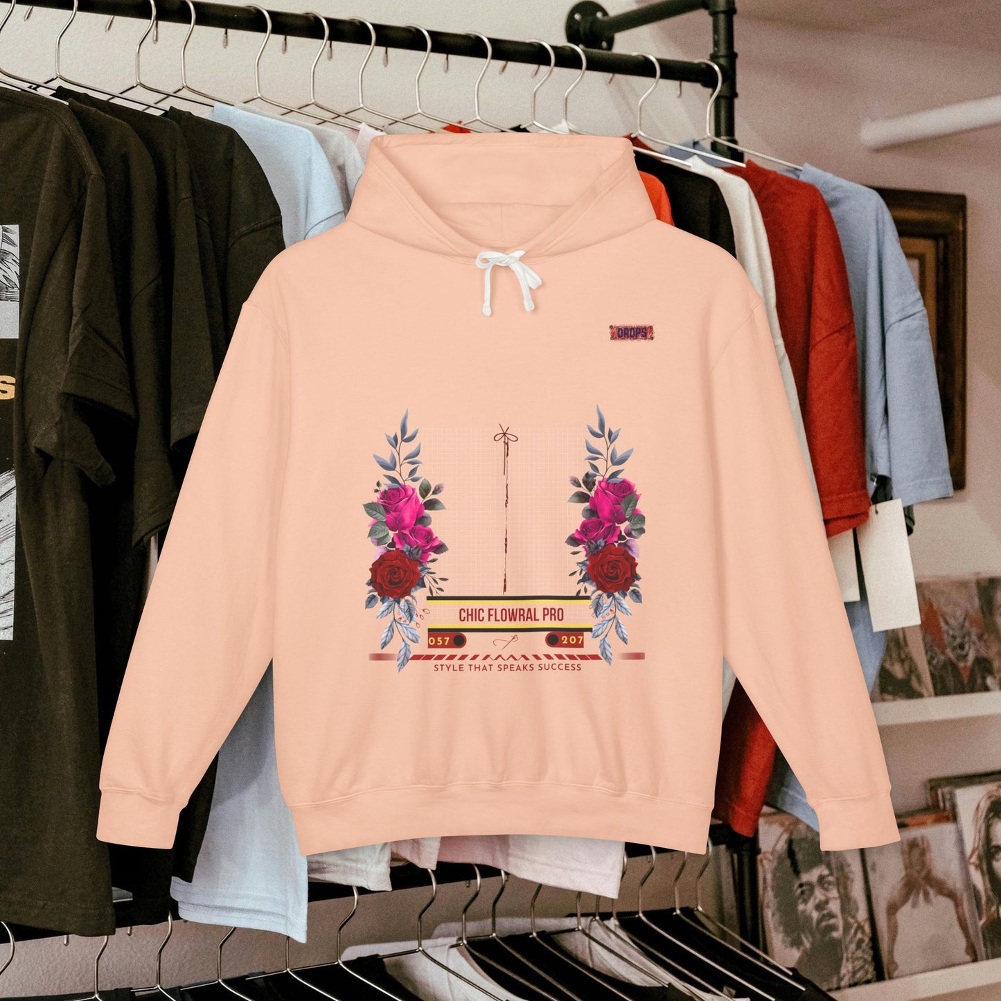 Lightweight Hooded Sweatshirt_ Series UWD 053_ Limited Edition Floral Streetwear by WesternWaves: