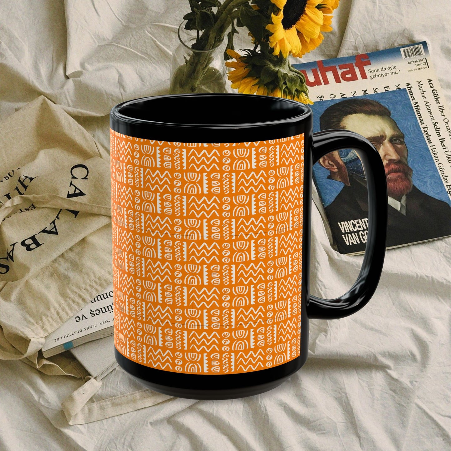 Black Mug (11oz, 15oz)_ N+ Series CBM PT2WW004_ Limited Edition Black Ceramic Mug by WesternWaves