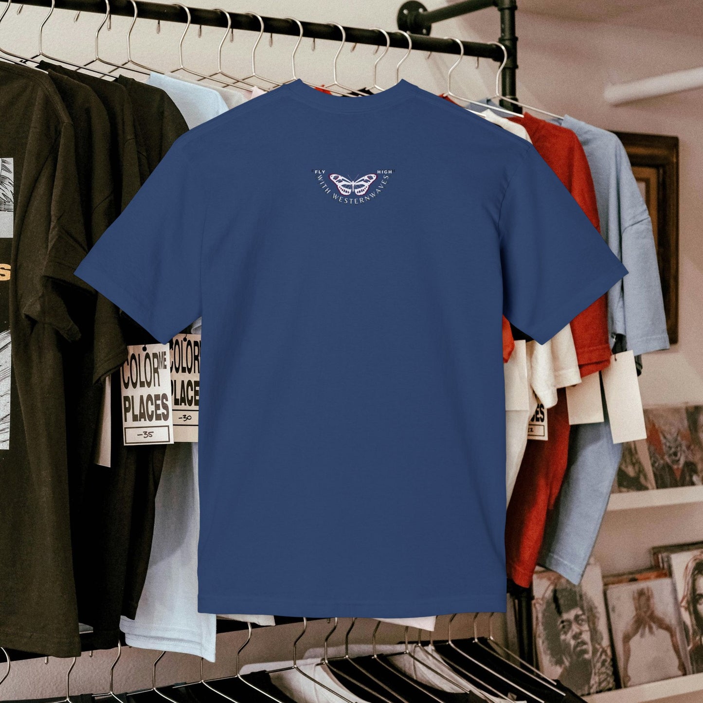 Unisex Midweight T-shirt, Made in USA_ N+ Series UMTS PT2WW007_ Limited Edition Design by WesternWaves: