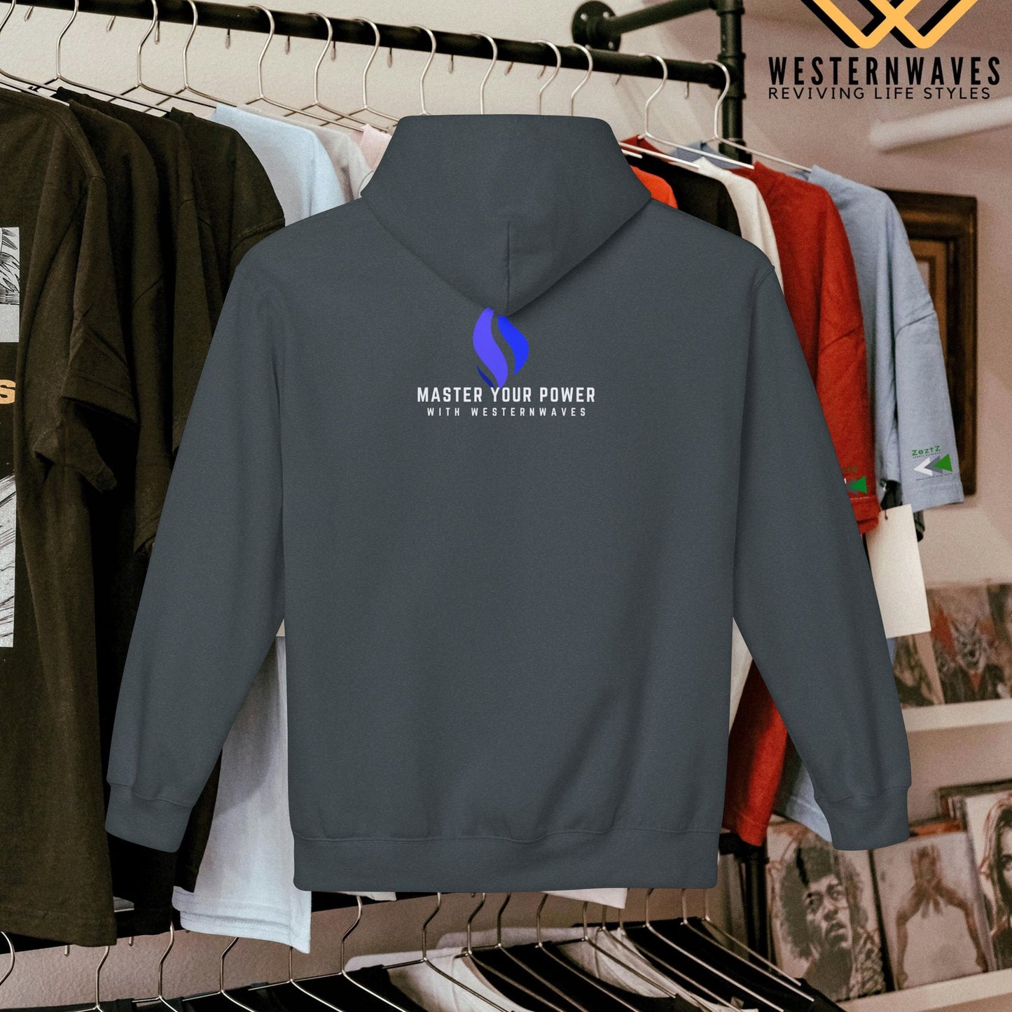 Unisex Midweight Softstyle Fleece Hoodie_ N3+ Series USMWSSFH PT2WW004_ Limited Edition Luxuriously Soft 100% Cotton Face by WesternWaves: