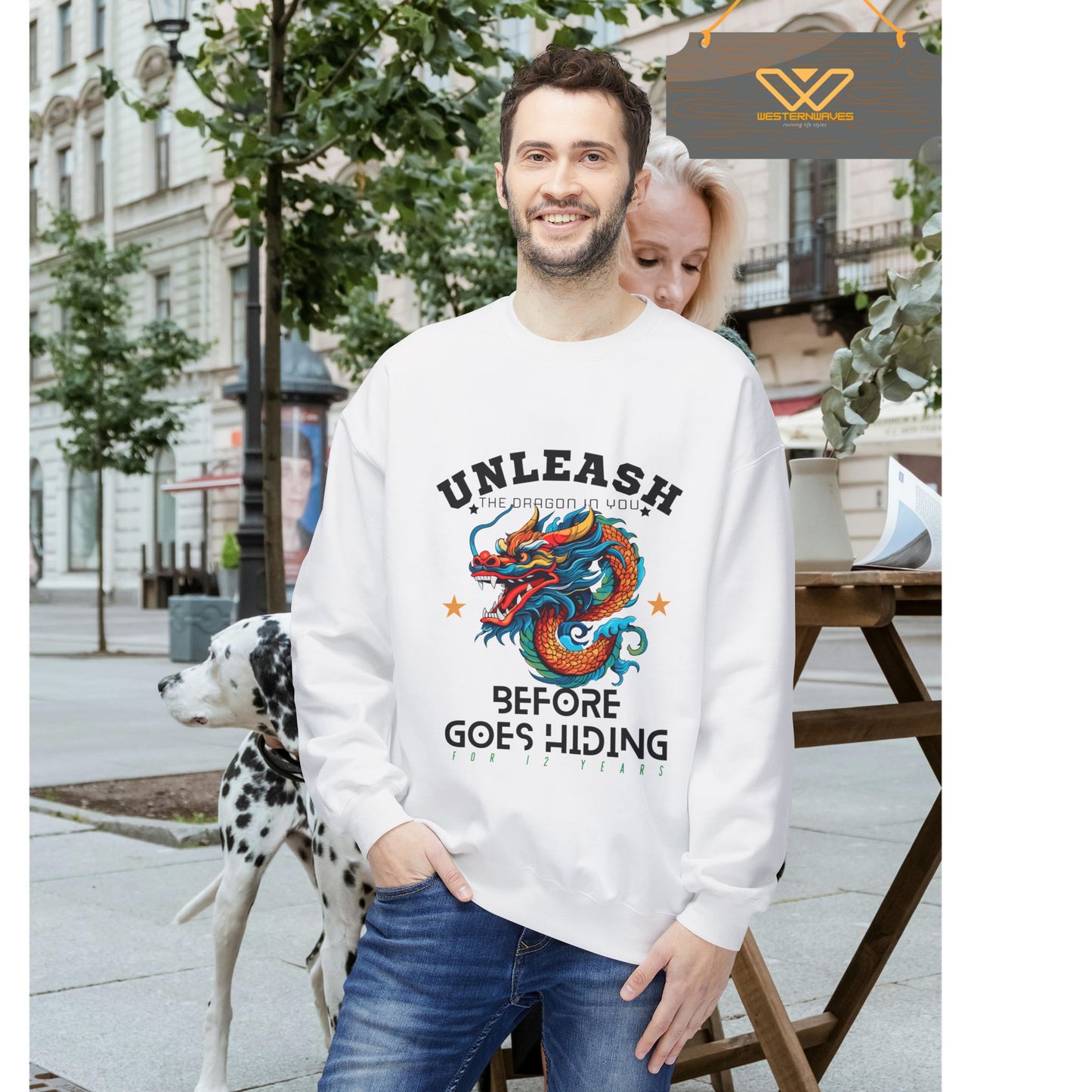 Unisex Midweight Softstyle Fleece Crewneck Sweatshirt_ N3+ Series USMWSSFCNSS PT2WW001_ Limited Edition Stylish Eco-conscious Raw Classic by WesternWaves: