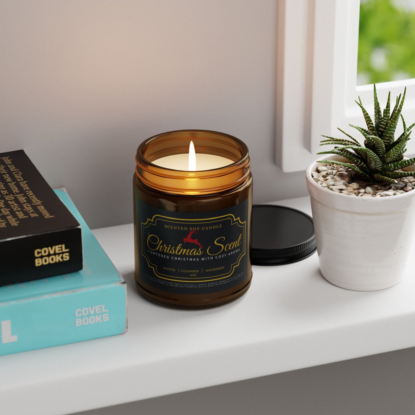 Scented Soy Candle (Multi-Size, Amber Jar)_ N3+ Series SPW SSCMSAJ PT2WW001_ Limited Editon Personalized Christmas Scent Candles by WesternWaves: