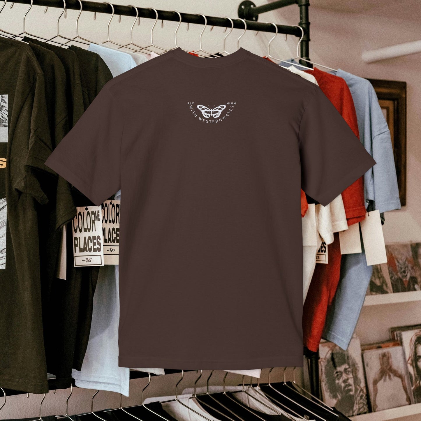 Unisex Midweight T-shirt, Made in USA_ N+ Series UMTS PT2WW007_ Limited Edition Design by WesternWaves: