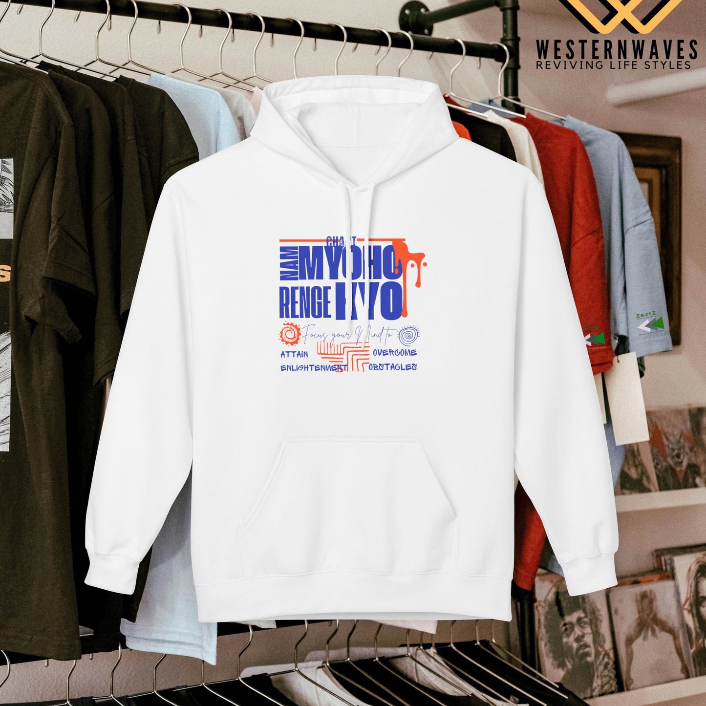 Unisex Midweight Softstyle Fleece Hoodie_ N3+ Series USMWSSFH PT2WW003_ Limited Edition Luxuriously Soft 100% Cotton Face by WesternWaves: