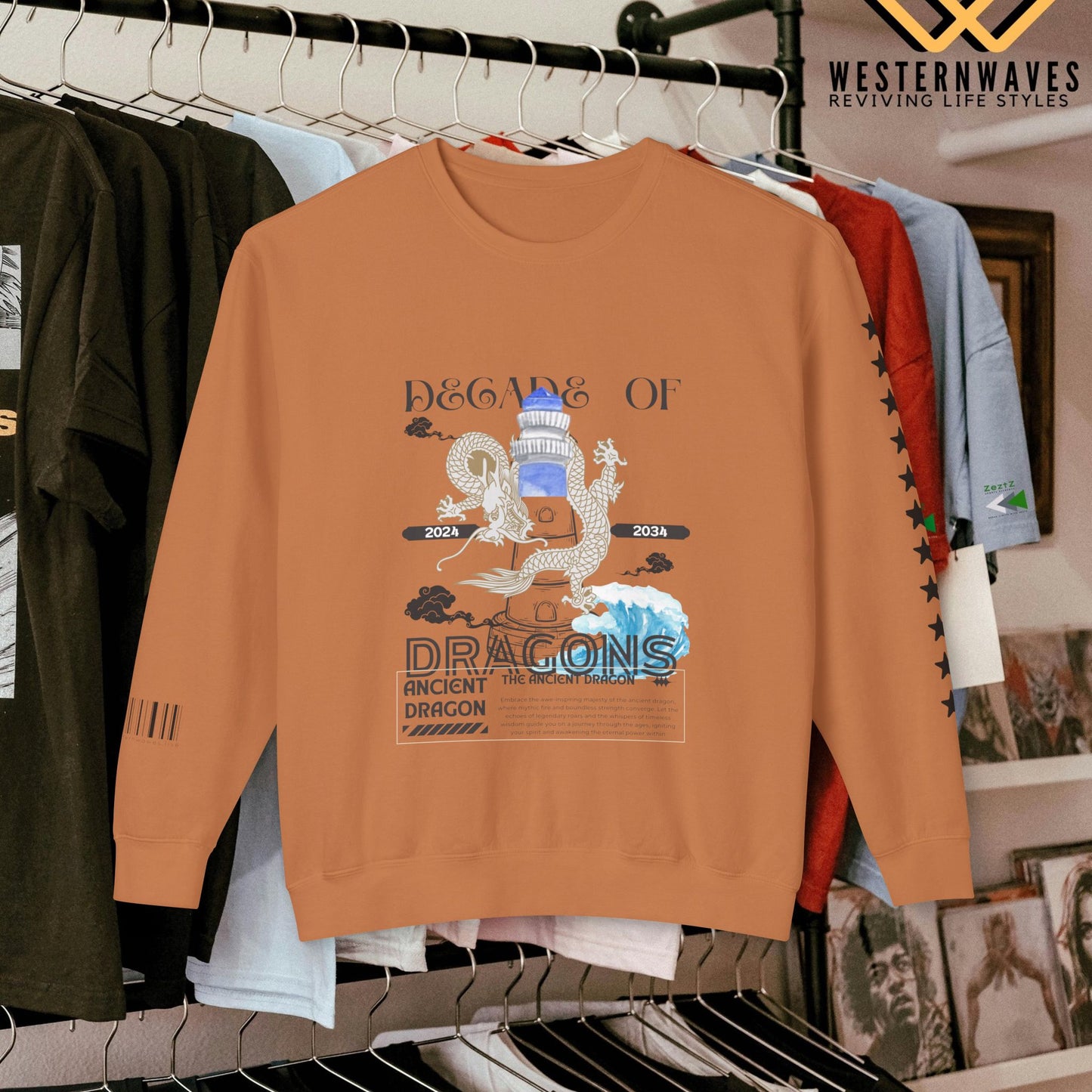 Unisex Lightweight Crewneck Sweatshirt_ N3+ Series ULWCSS PT2WW013_ Limited Edition Conscious Fashion Collaboration by WesternWaves: