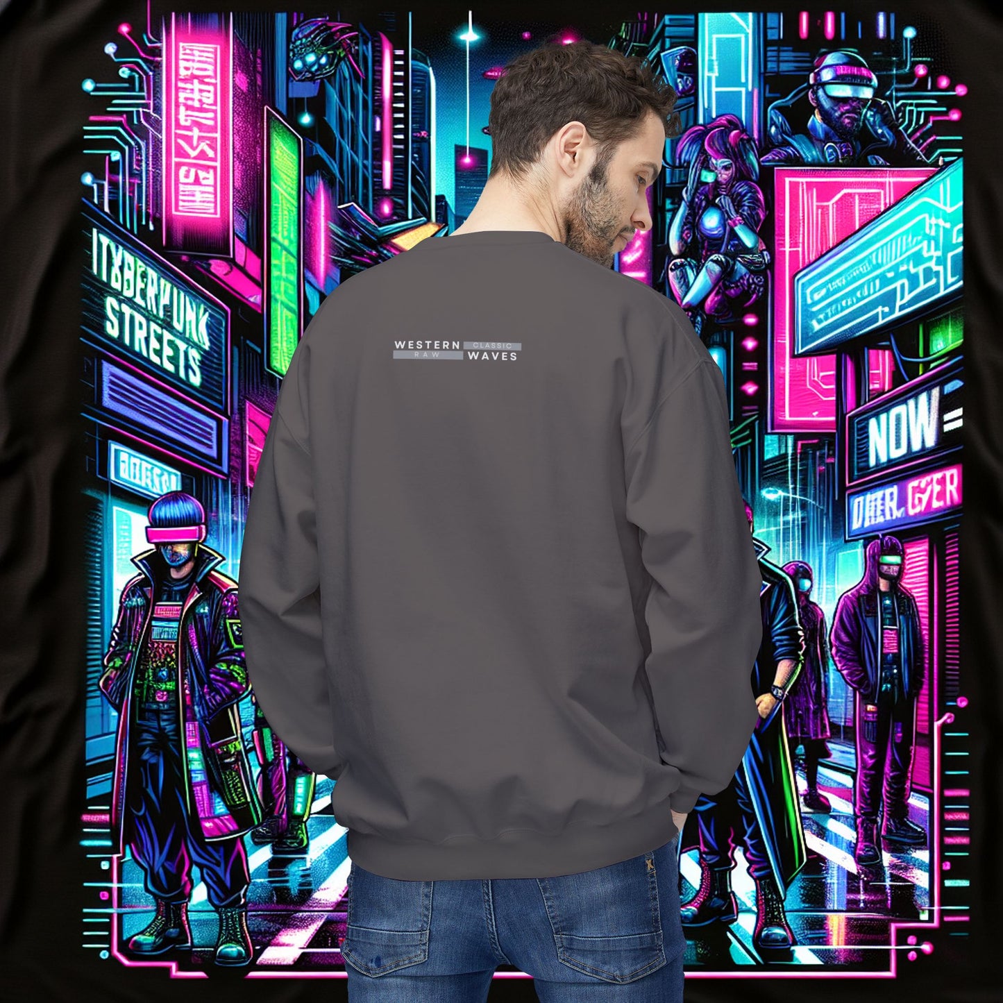 Unisex Midweight Softstyle Fleece Crewneck Sweatshirt_ Series N8+ USMWSSFCNSS PT2WW001_ UWD 0027_ Limited Edition Graphic Pullover by WesternWaves: