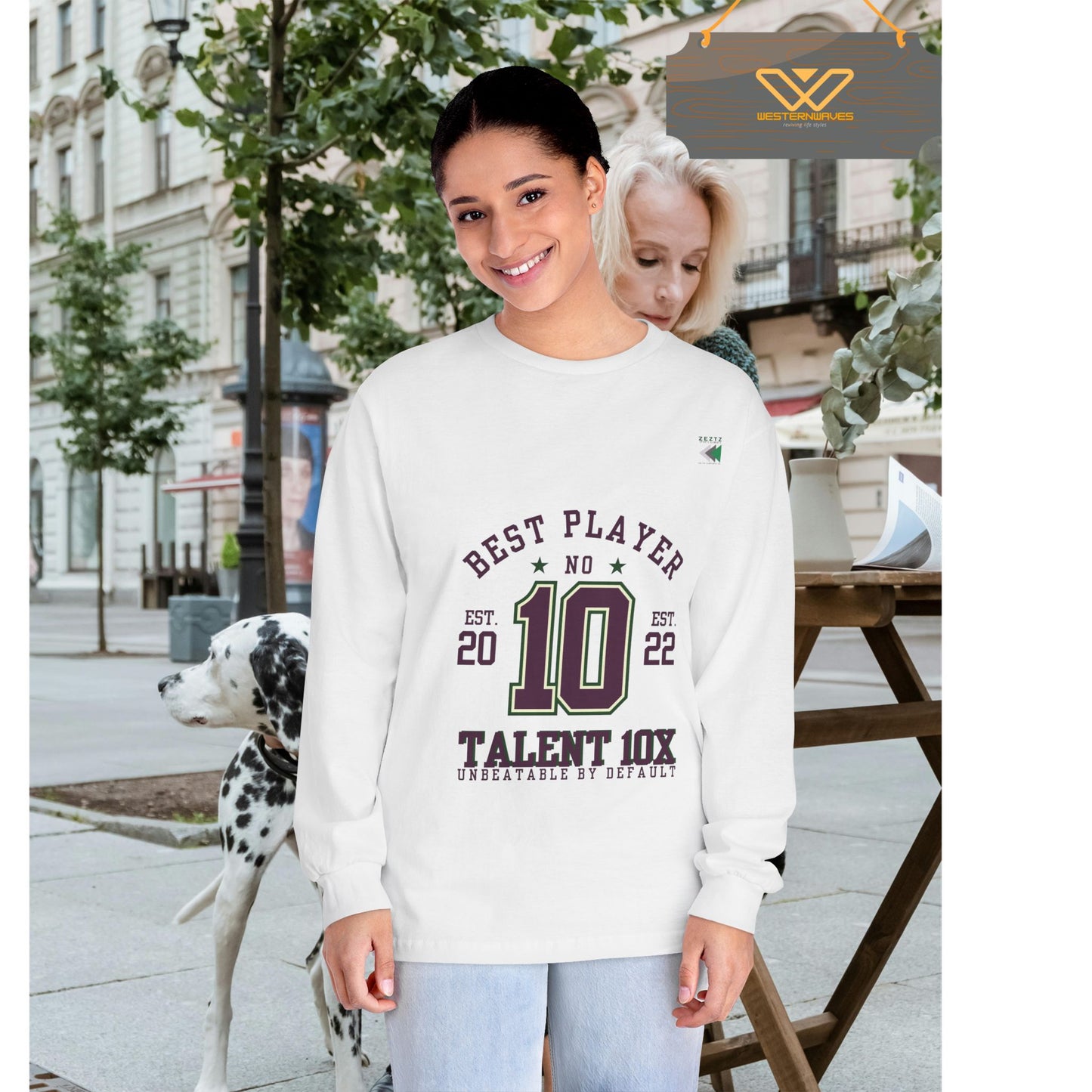 Unisex Classic Long Sleeve T-Shirt - Talent 10x, Perfect for Sports Lovers_ N6+ Series USCLSTS PT2WW001_ Limited Edition by WesternWaves: