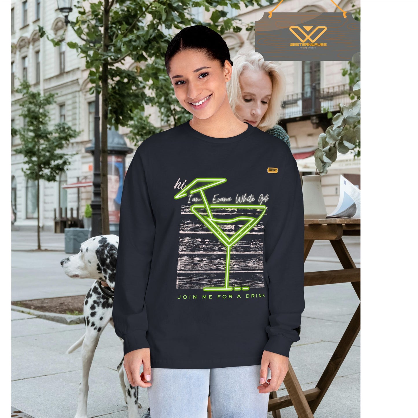 Unisex Classic Long Sleeve T-Shirt_ N6* Series USCLSTS PT2WW002_ Limited Edition Playful Design by WesternWaves: