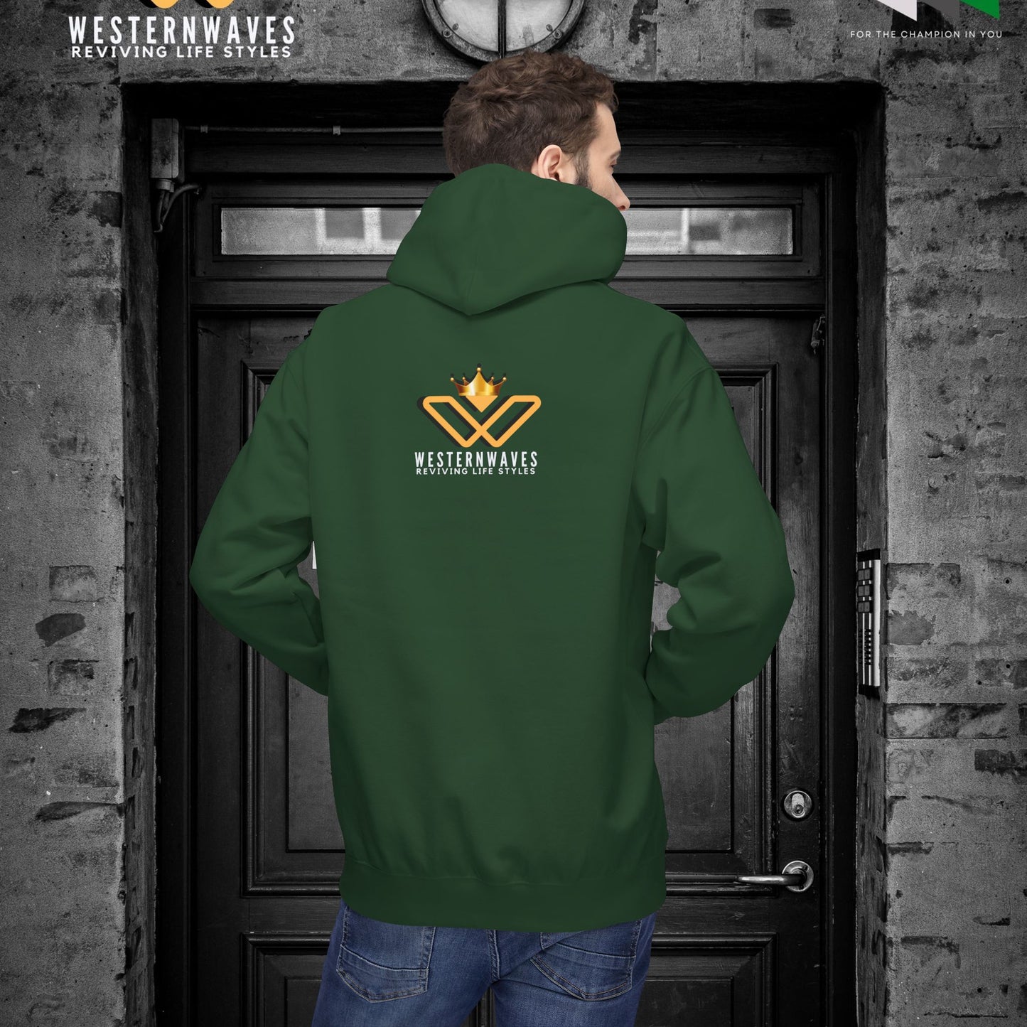 Unisex Midweight Softstyle Fleece Hoodie_ N3+ Series USMWSSFH PT2WW009_ Limited Edition Luxuriously Soft 100% Cotton Face by WesternWaves: