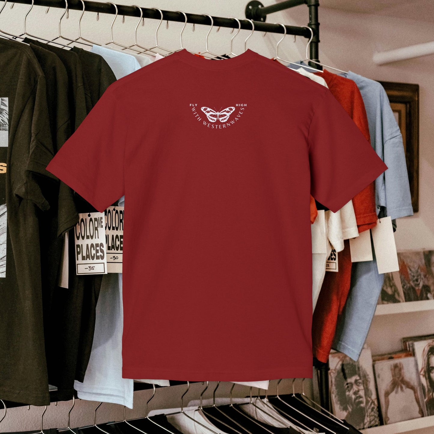 Unisex Midweight T-shirt, Made in USA_ N+ Series UMTS PT2WW007_ Limited Edition Design by WesternWaves: