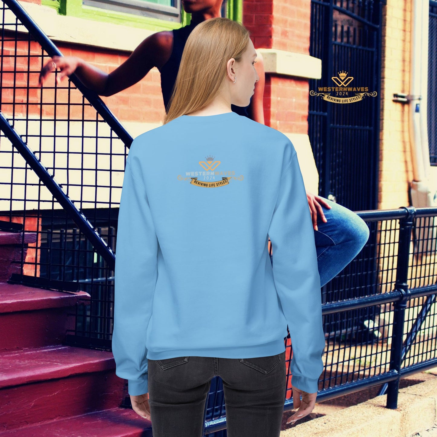 Unisex Midweight Fleece Crewneck Sweatshirt_ N3+ Series UXMWFCS PT2WW015_ WesternWaves Signature Limited Edition: