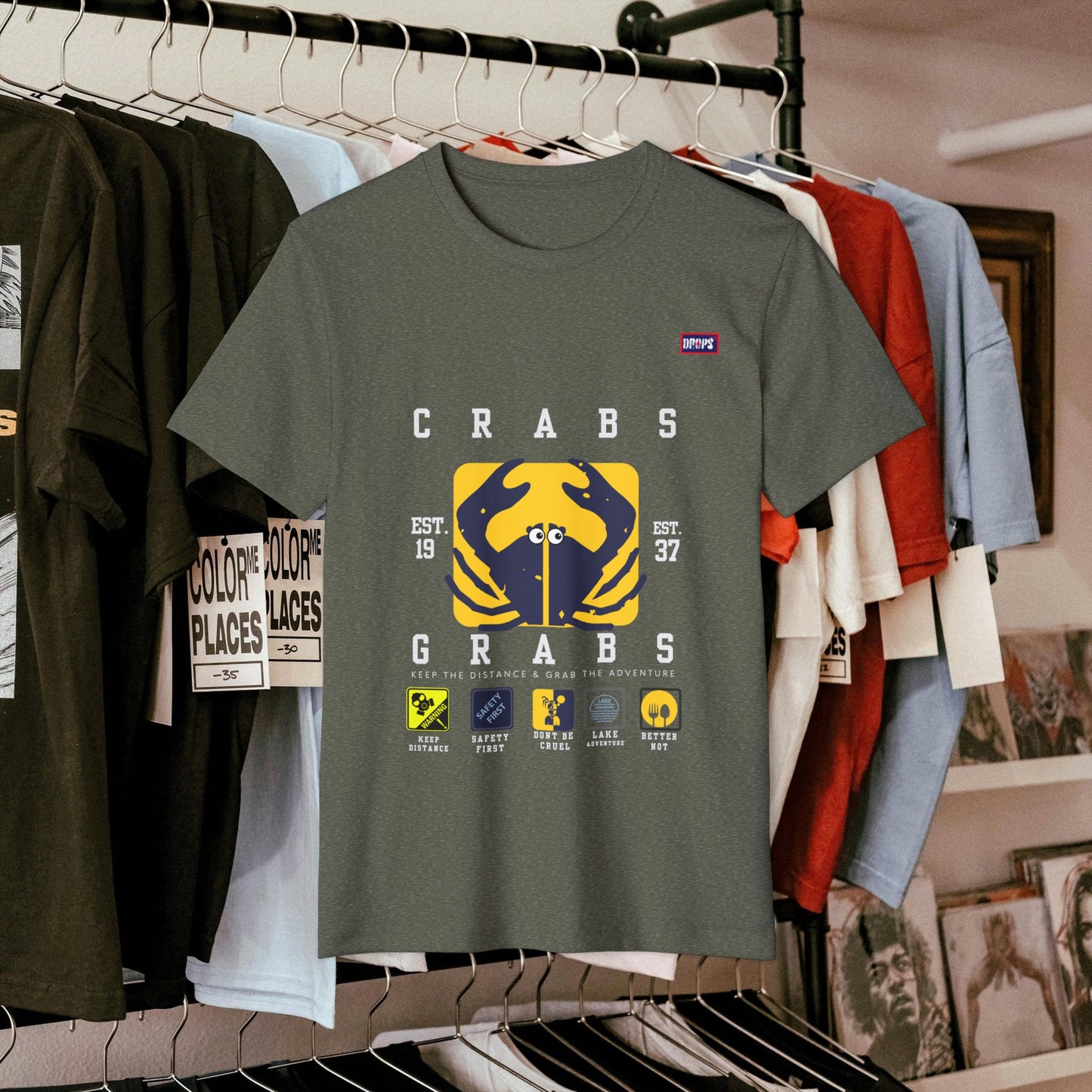 Eco-Friendly Crab Graphic Tee, Sustainable Fashion T-Shirt, Unisex Nature Lover Gift, Beach Vibes Apparel, Boho T-Shirt_ 22 May 2025_ 001