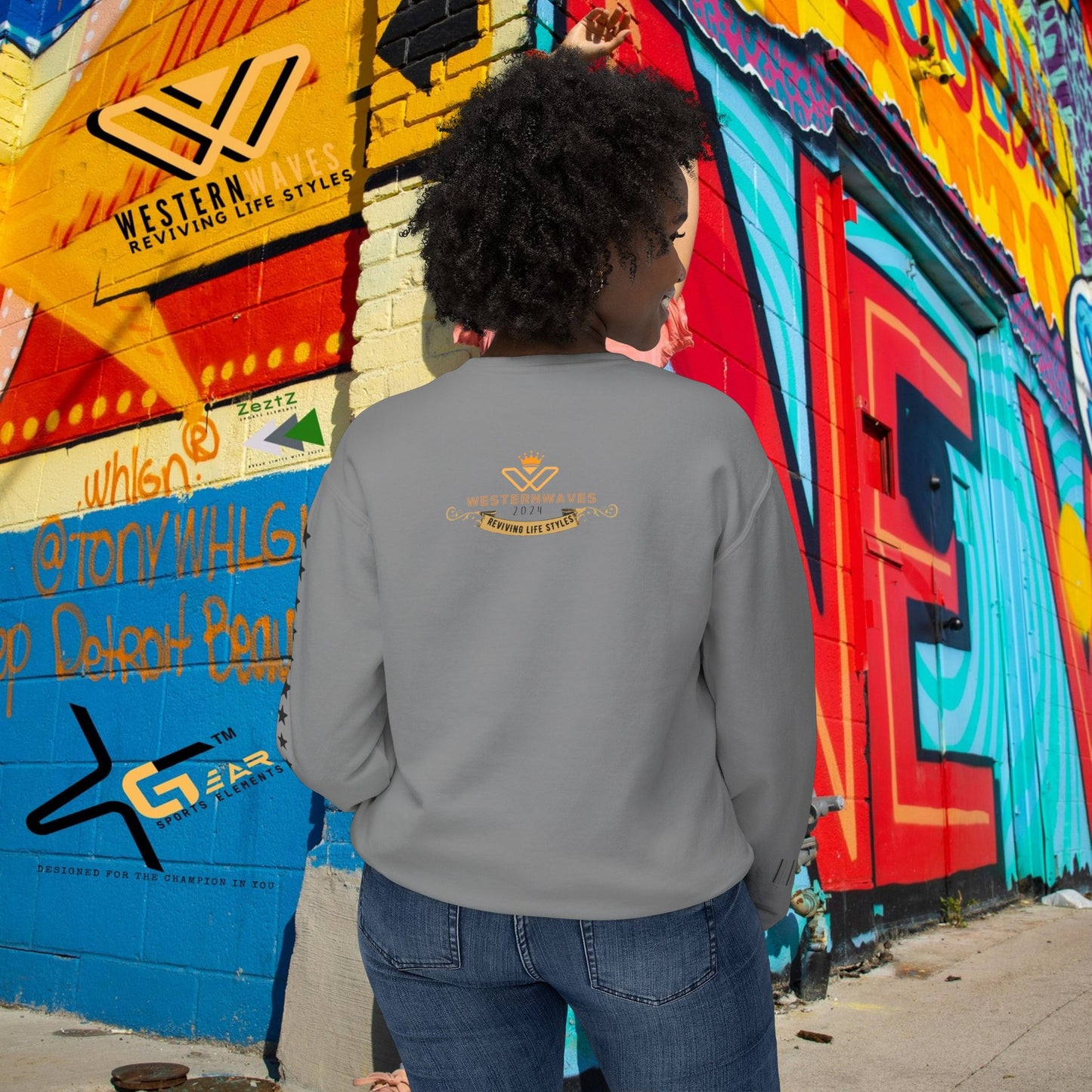 Unisex Lightweight Crewneck Sweatshirt_ N3+ Series ULWCSS PT2WW013_ Limited Edition Conscious Fashion Collaboration by WesternWaves: