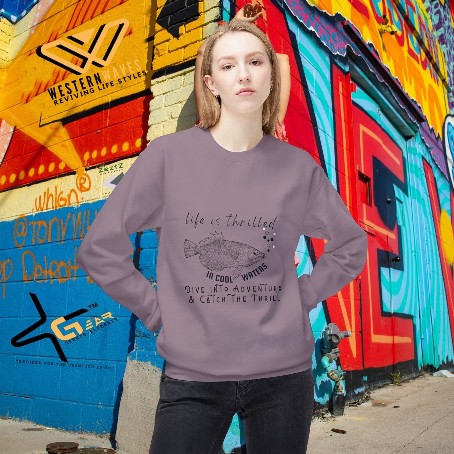 Unisex Midweight Softstyle Fleece Crewneck Sweatshirt_ N3+ Series USMWSSFCNSS PT2WW007_ Limited Edition Stylish Eco-conscious Raw Classic by WesternWaves: