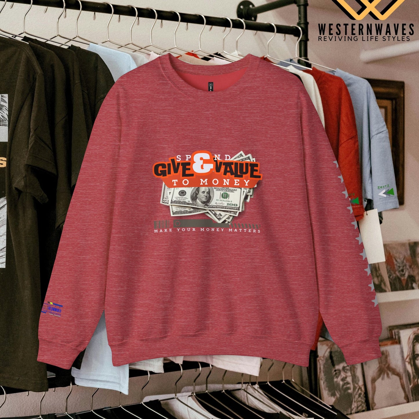 Unisex Heavy Blend™ Crewneck Sweatshirt_ N3+ Series UHBCSS PT2WW035_ Limited Edition Pure Luxury By WesternWaves: