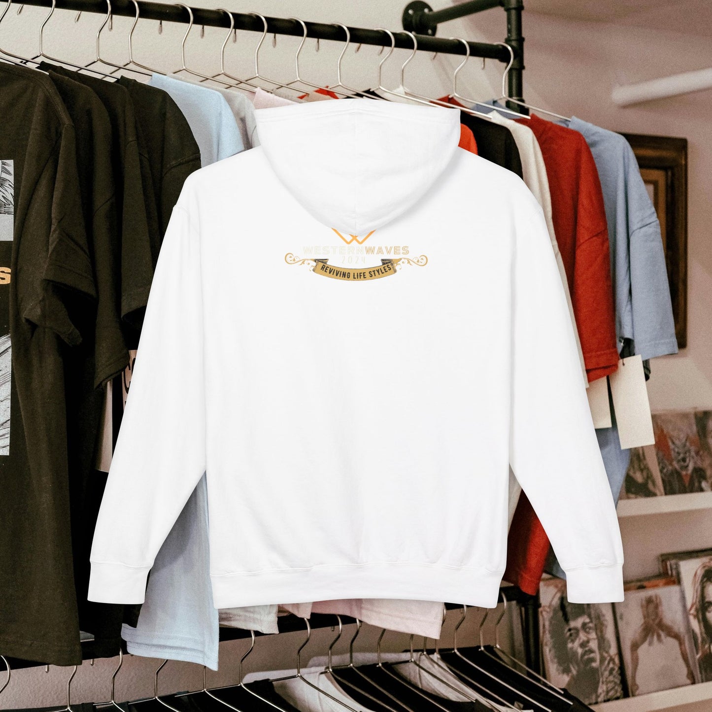 Lightweight Hooded Sweatshirt - Sustainable US Cotton - N3+ Series LWHSS PT2WW009_ Limited Edition Trend Seekers Design by WesternWaves: