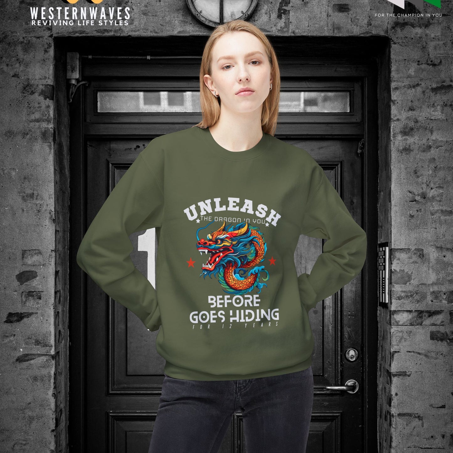 Softstyle Fleece Crewneck Sweatshirt_ N3+ Series SSFCNSS PT2WW001_ Limited Edition Comfort, Durabile & Sustainable Fashion Raw Classic by WesternWaves: