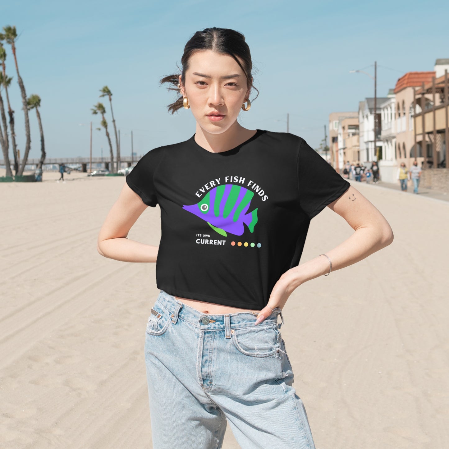 Women's Flowy Cropped Tee_ N+ Series WFCT PT2WW002_ Chic Comfort Tee by Bella + Canvas_ Limited Edition by WesternWaves: