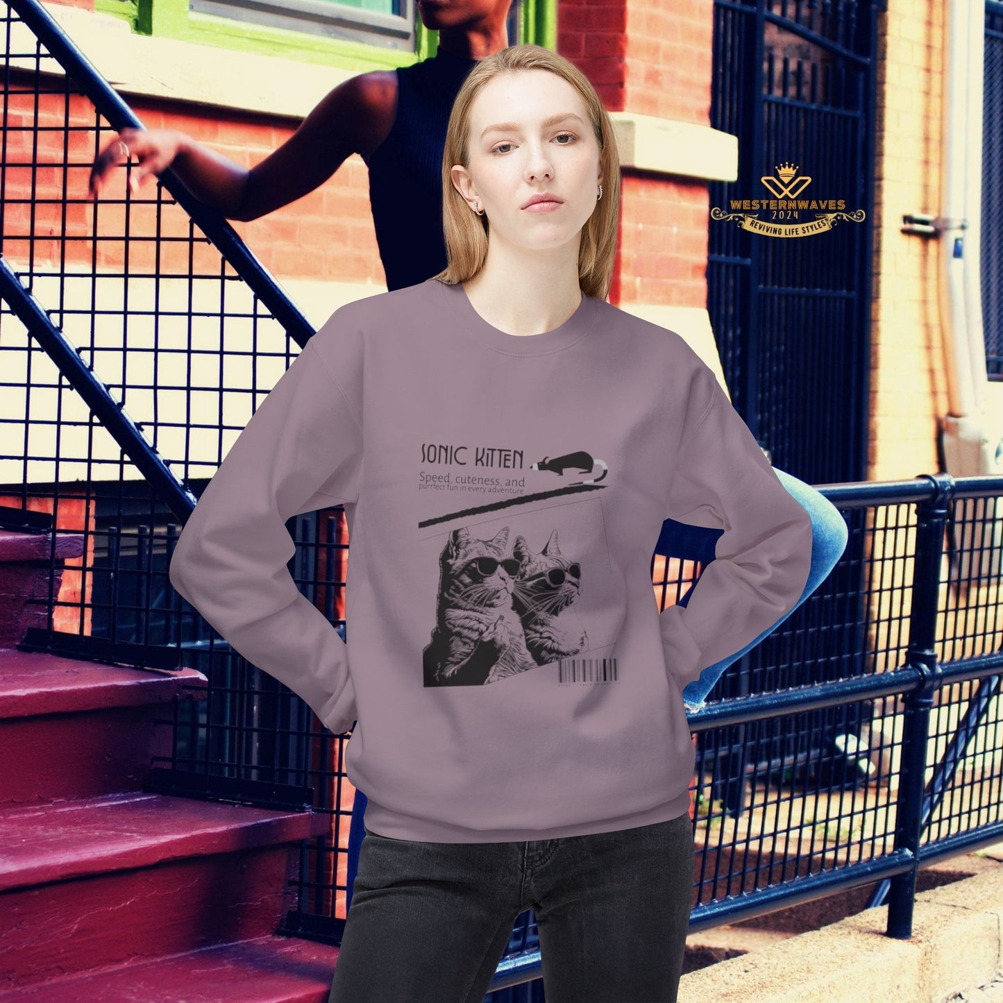 Unisex Midweight Fleece Crewneck Sweatshirt_ N3+ Series UXMWFCS PT2WW015_ WesternWaves Signature Limited Edition: