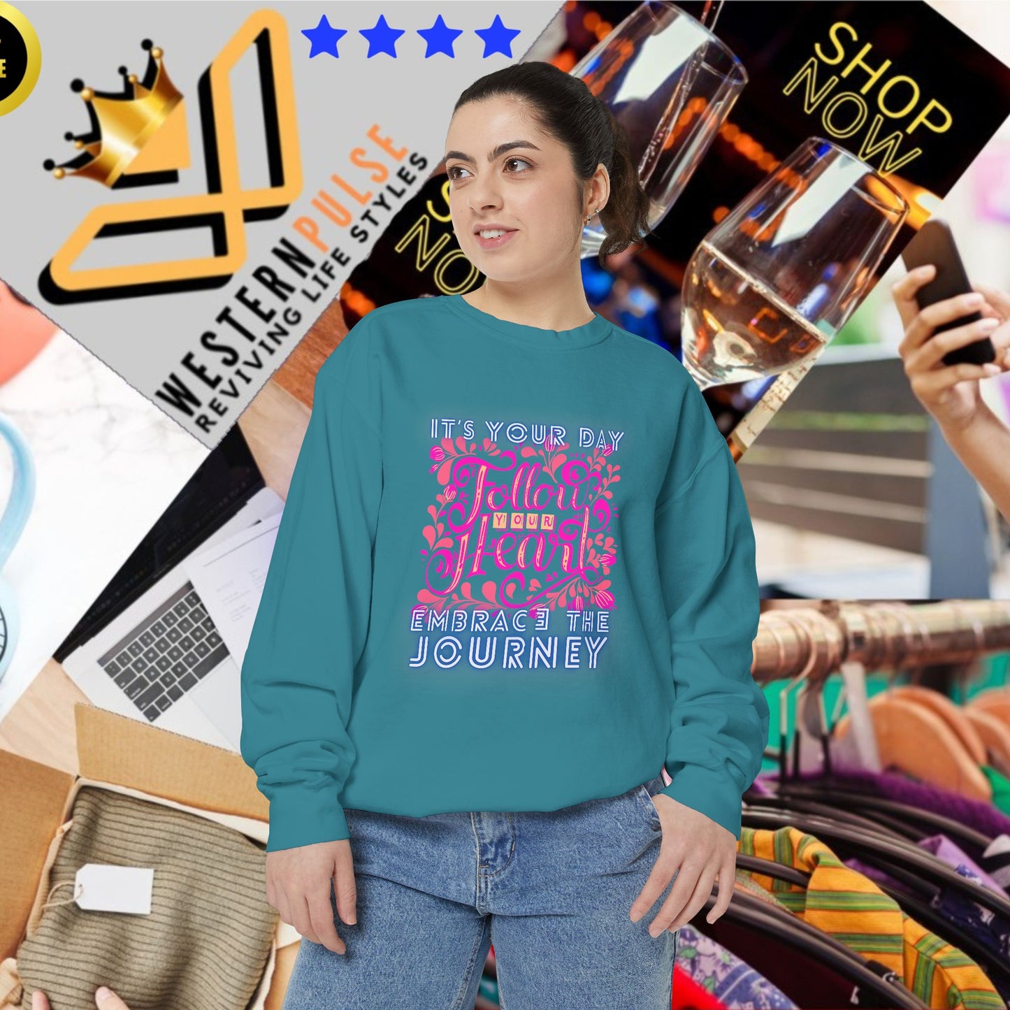 Unisex Garment-Dyed Sweatshirt_ N3+ Series UGDSS PT2WW001_ WesternWaves Limited Edition: