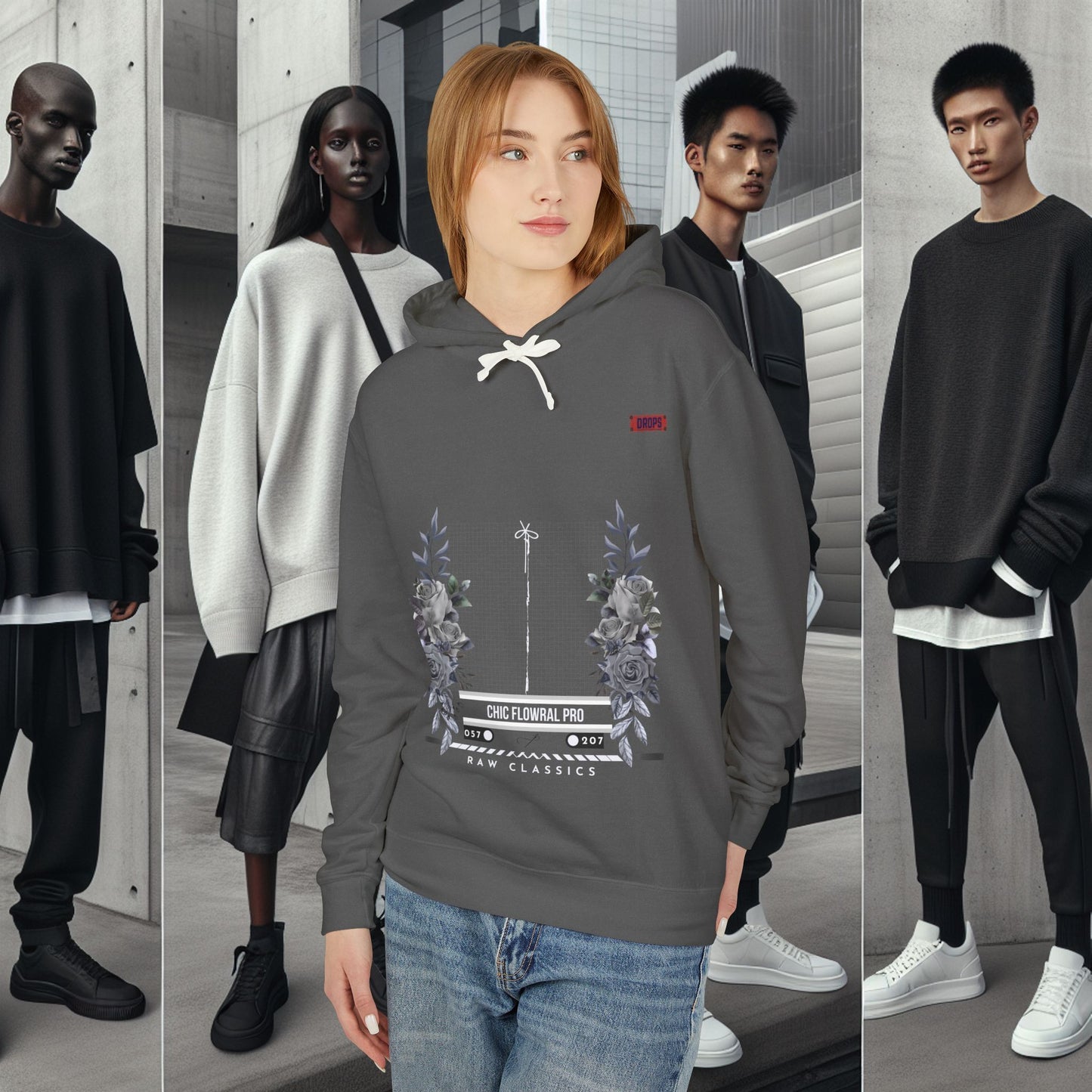 Lightweight Hooded Sweatshirt_ Series UWD 053_ Limited Edition Floral Streetwear by WesternWaves: