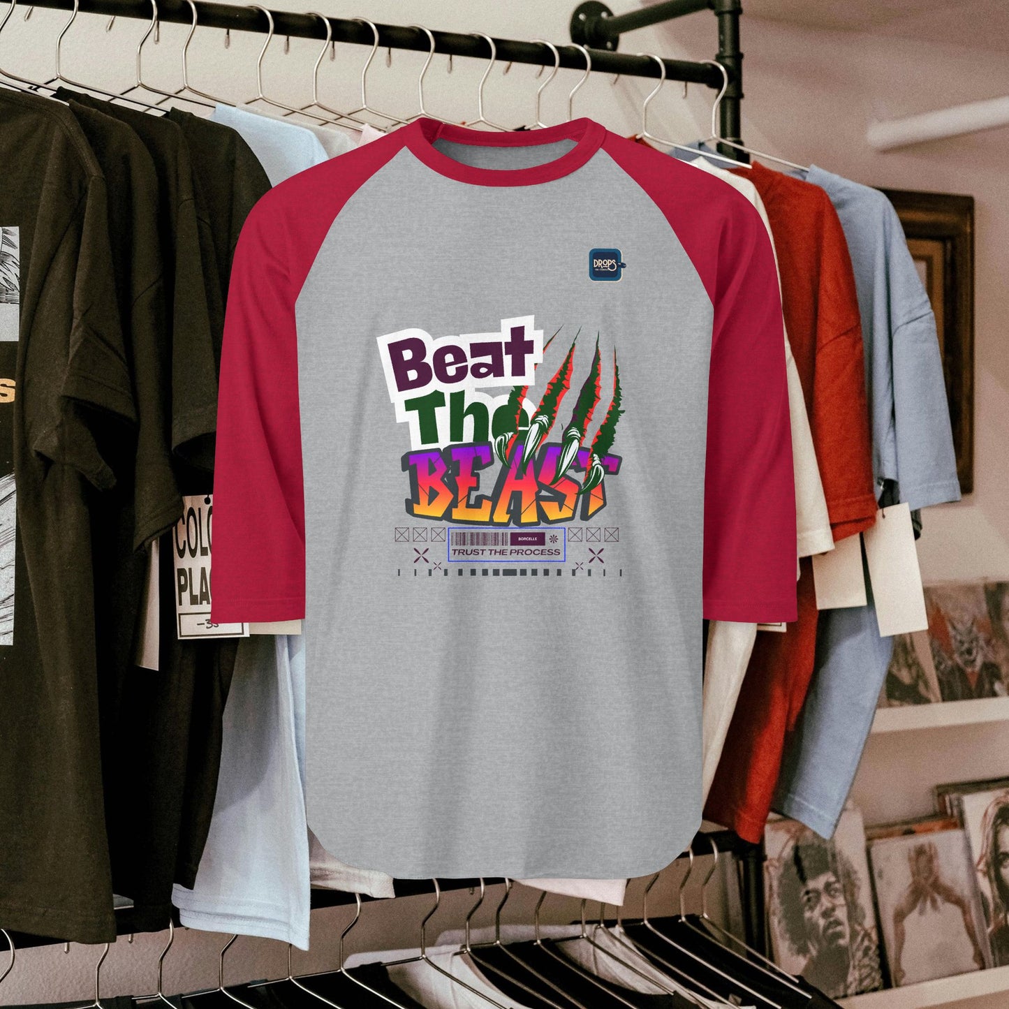 Beat the Beast Unisex Raglan Shirt - Retro Style, Perfect for Music Lovers and Casual Wear_ 19 April 2025_ 004