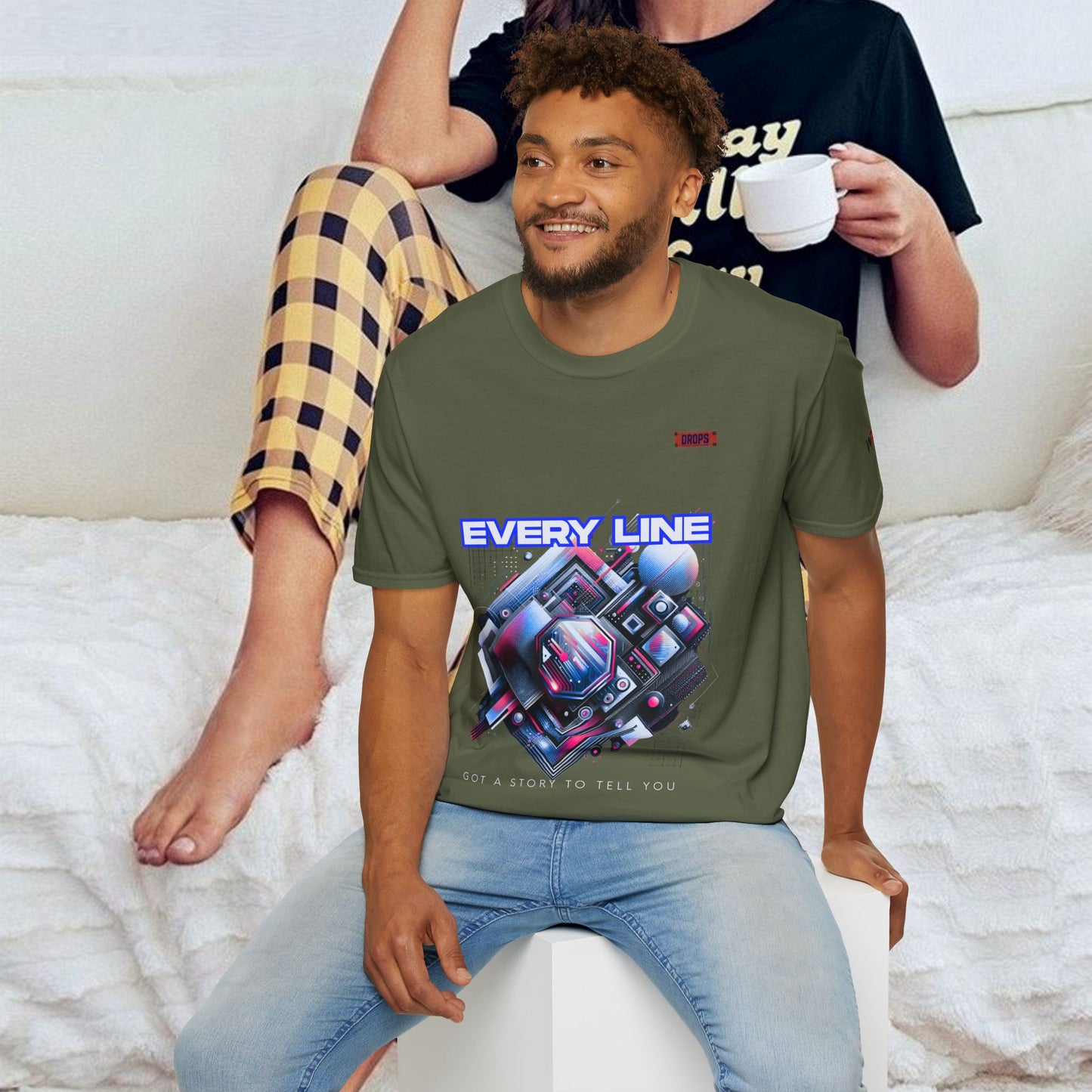 Every Line Graphic Unisex Softstyle T-Shirt | Retro Art Tee, Casual Wear, Gift for Art Lovers, Streetwear, Everyday Style