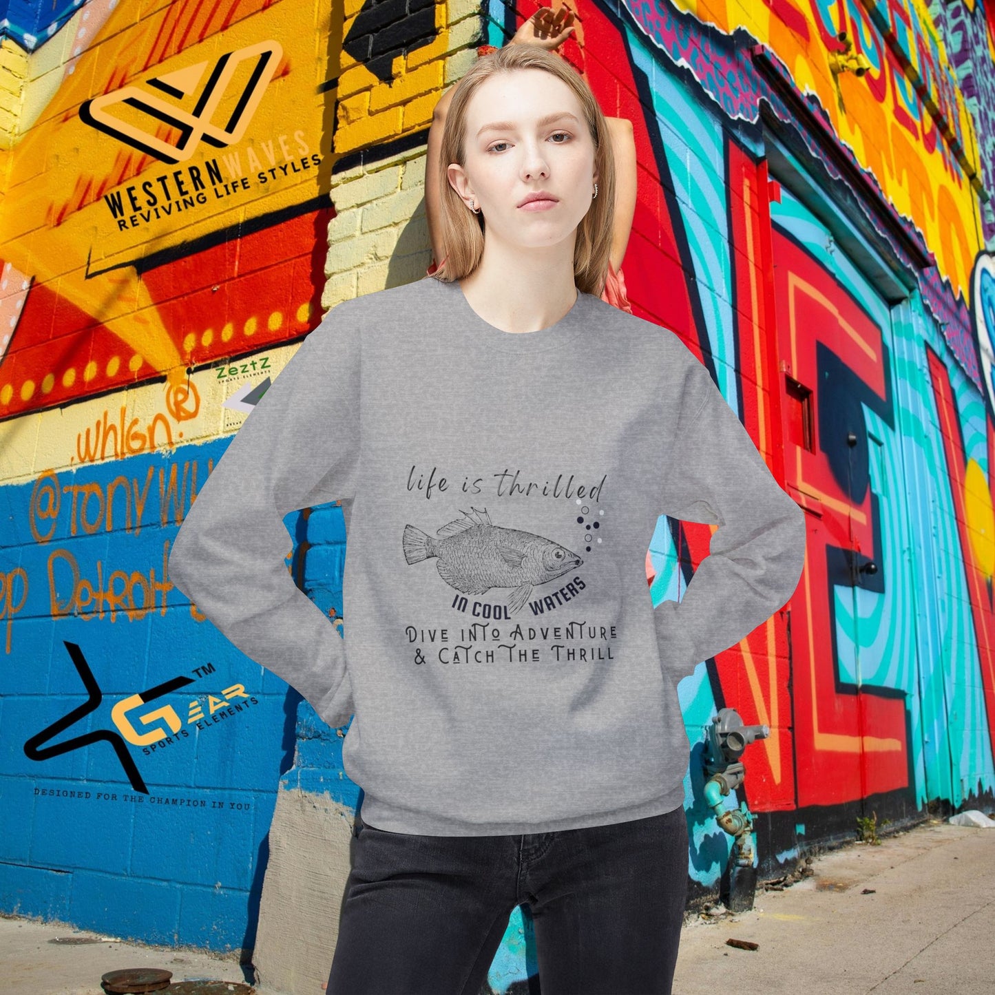 Unisex Midweight Softstyle Fleece Crewneck Sweatshirt_ N3+ Series USMWSSFCNSS PT2WW007_ Limited Edition Stylish Eco-conscious Raw Classic by WesternWaves: