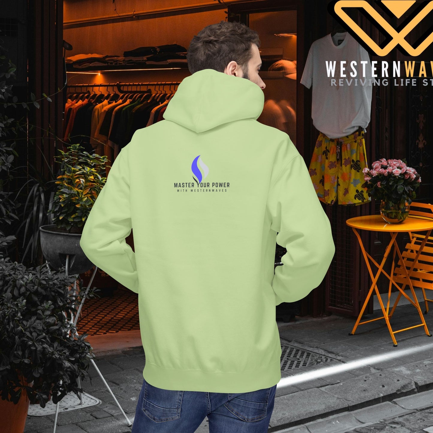Unisex Midweight Softstyle Fleece Hoodie_ N3+ Series USMWSSFH PT2WW003_ Limited Edition Luxuriously Soft 100% Cotton Face by WesternWaves: