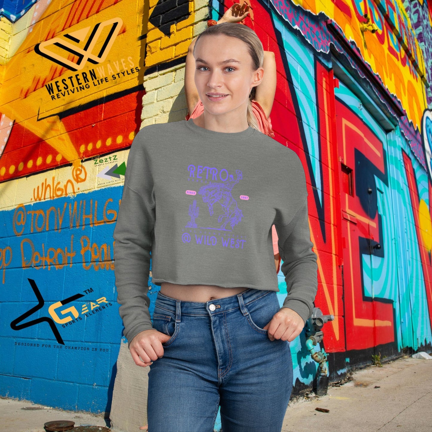 Women's Cropped Sweatshirt_ N2+ Series WCSS PT2WW002_ Limited Edition Utmost Comfort by WesternWaves: