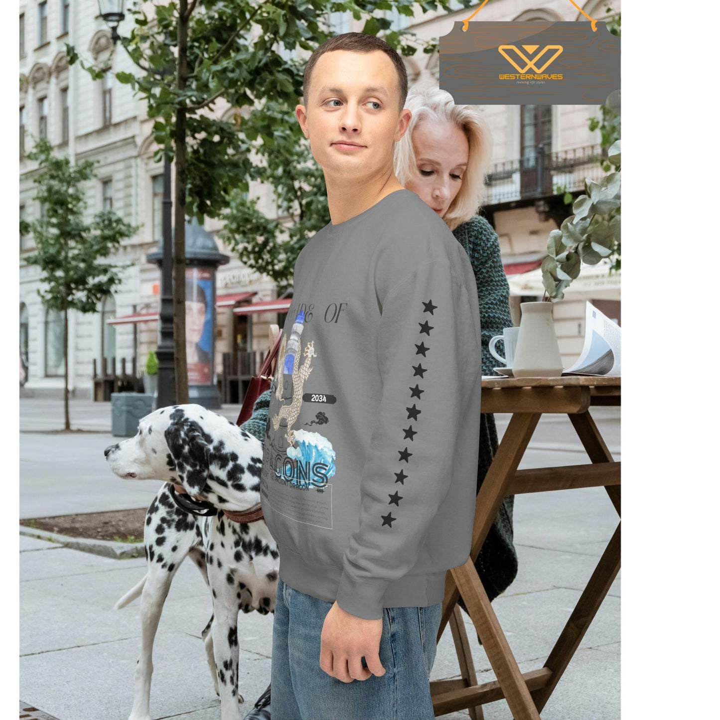 Unisex Lightweight Crewneck Sweatshirt_ N3+ Series ULWCSS PT2WW013_ Limited Edition Conscious Fashion Collaboration by WesternWaves: