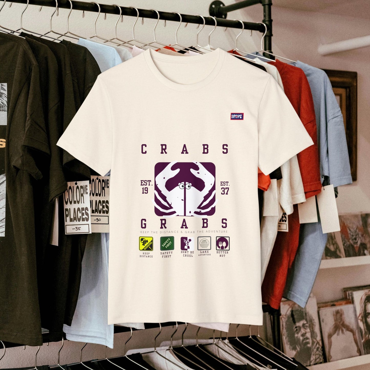 Eco-Friendly Crab Graphic Tee, Sustainable Fashion T-Shirt, Unisex Nature Lover Gift, Beach Vibes Apparel, Boho T-Shirt_ 22 May 2025_ 001