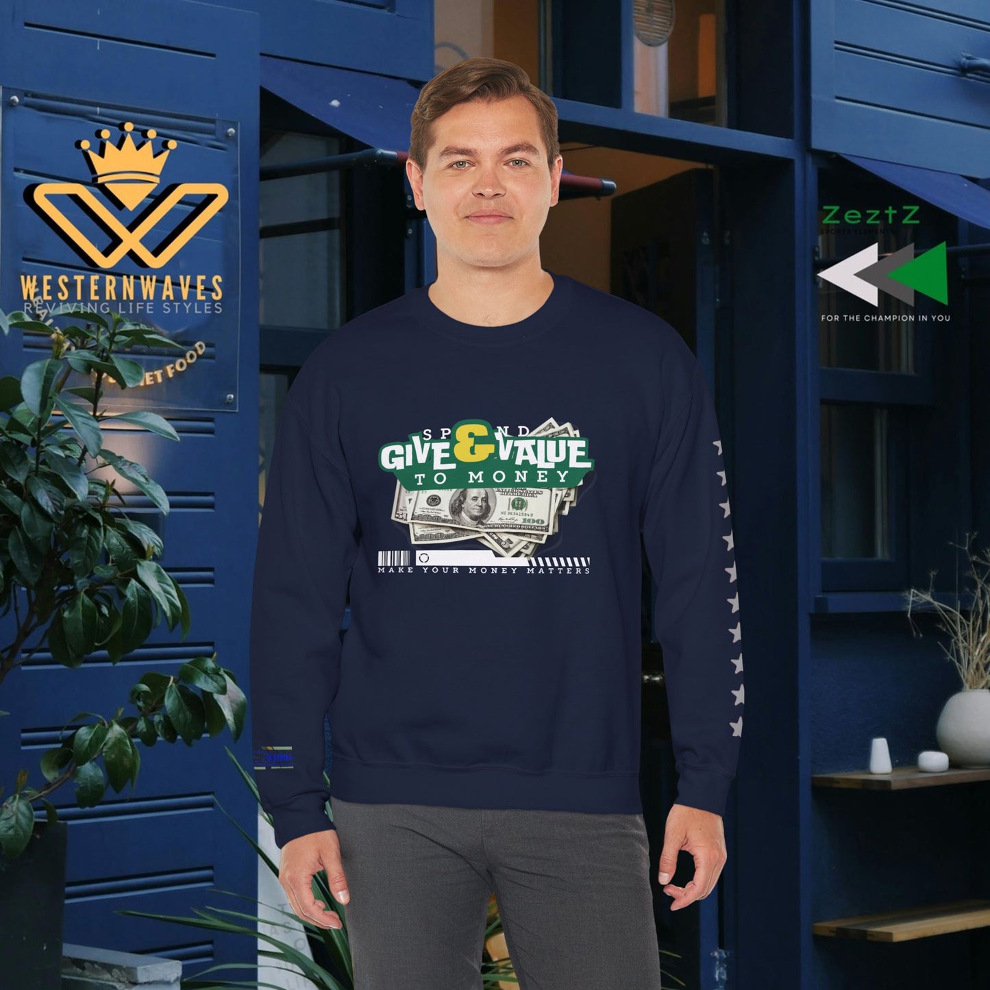 Unisex Heavy Blend™ Crewneck Sweatshirt_ N2+ Series UHBCSS PT2WW037_ Limited Edition Pure Luxury By WesternWaves: