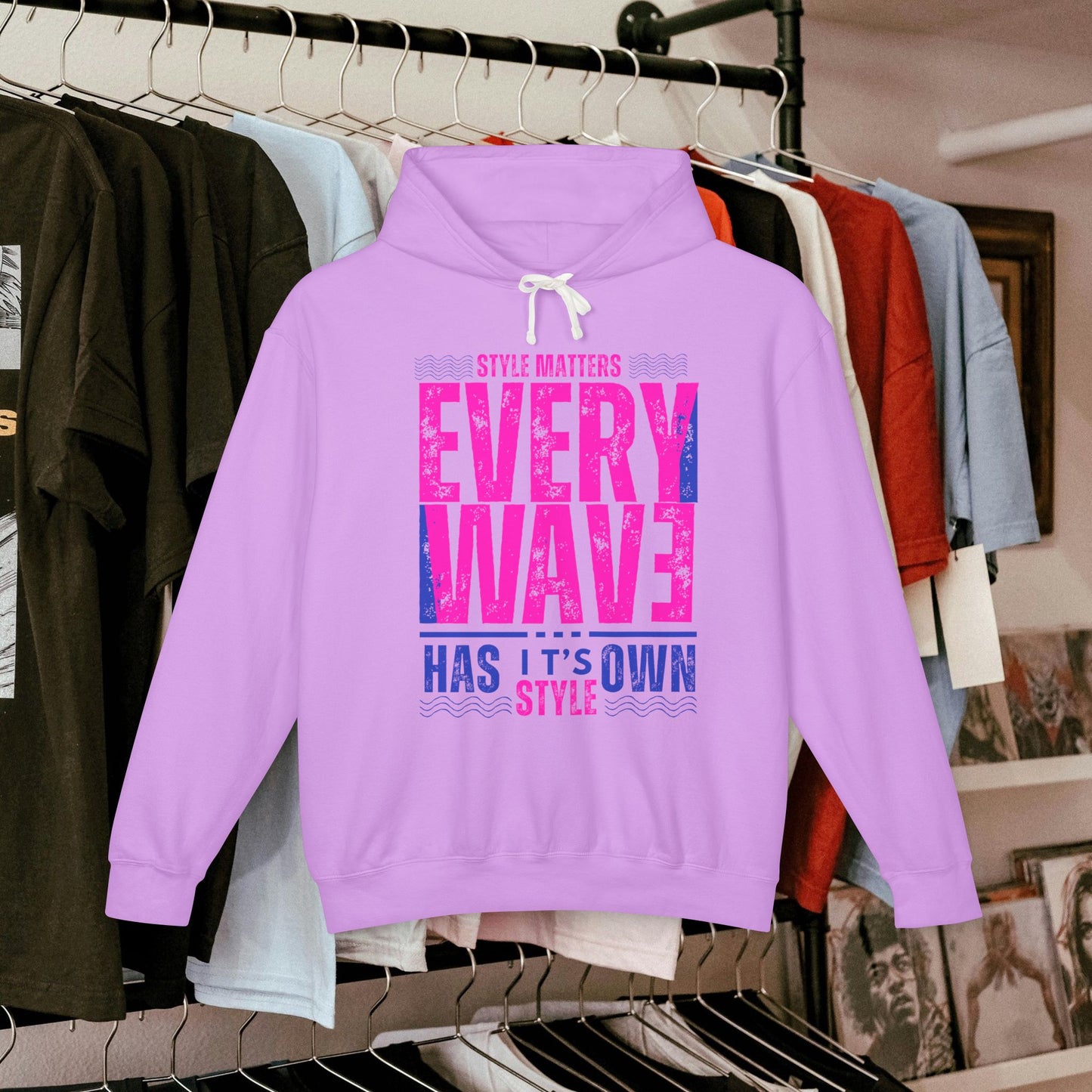 Lightweight Hooded Sweatshirt - Sustainable US Cotton - N3+ Series LWHSS PT2WW009_ Limited Edition Trend Seekers Design by WesternWaves: