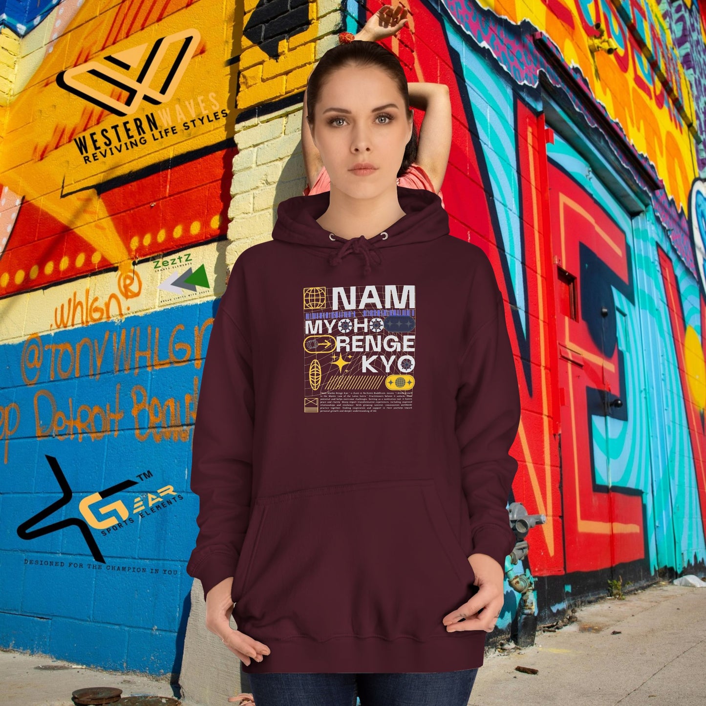Unisex College Hoodie_ N2+ Series USCH PT2WW006_ Limited Edition Timeless Unisex Design by WesternWaves: