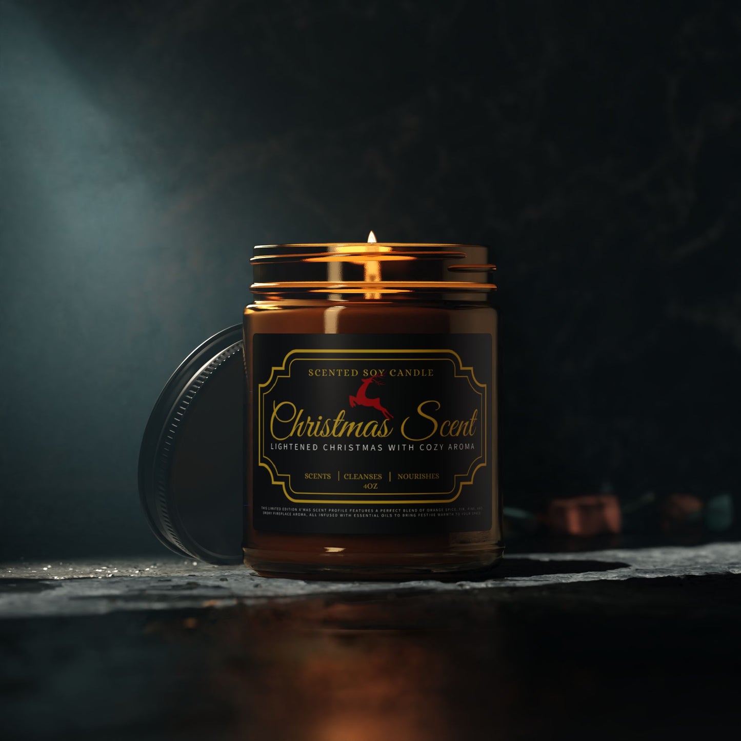 Scented Soy Candle (Multi-Size, Amber Jar)_ N3+ Series SPW SSCMSAJ PT2WW001_ Limited Editon Personalized Christmas Scent Candles by WesternWaves: