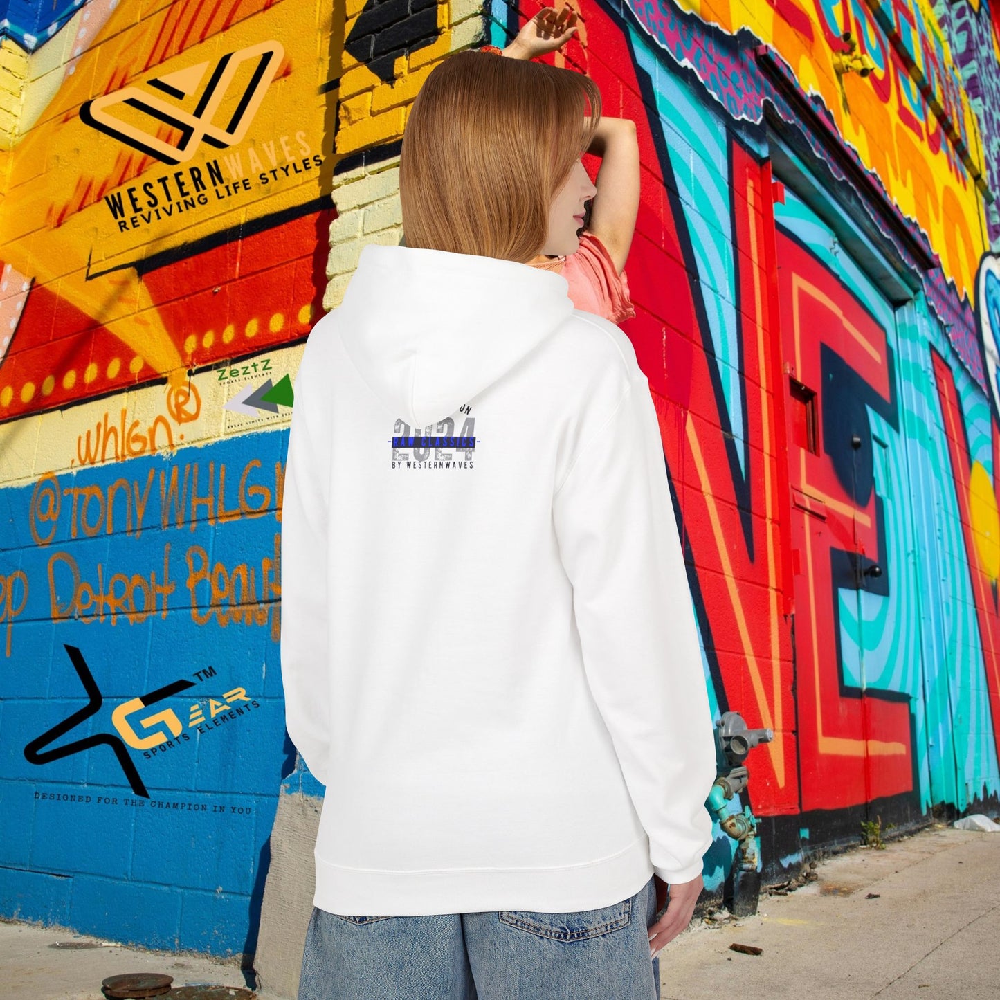 Unisex Midweight Softstyle Fleece Hoodie_ N2+ Series SMWSSFH PT2WW005_Limited Edition Luxuriously Soft 100% Cotton Face by WesternWaves: