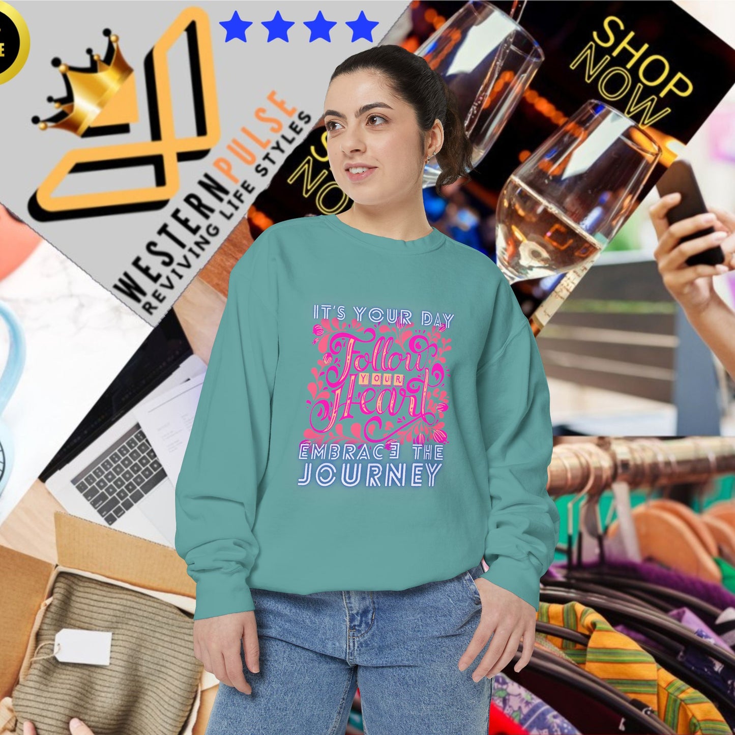 Unisex Garment-Dyed Sweatshirt_ N3+ Series UGDSS PT2WW001_ WesternWaves Limited Edition: