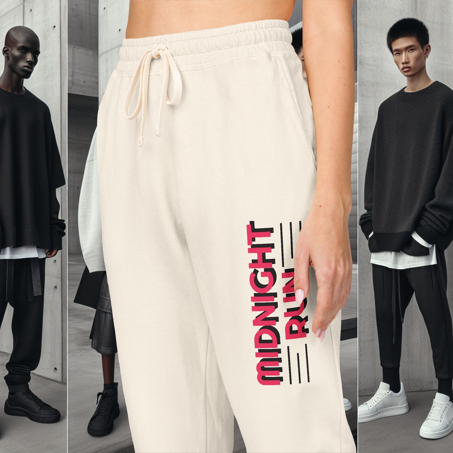 Unisex Fleece Sweatpants with Playful Design_ Series UWD 080_ Limited Edition Cozy Lounge Pants by WesternWaves: