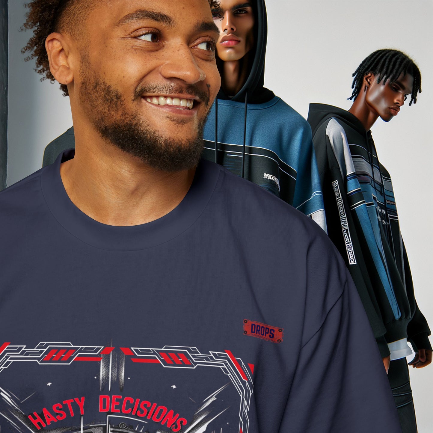 Men's Oversized Graphic Tee_ Series N8+ MENSOSGTEE PT2WW001_ Series SHD 008_ Limited Edition Unique Casual Wear by WesternWaves: