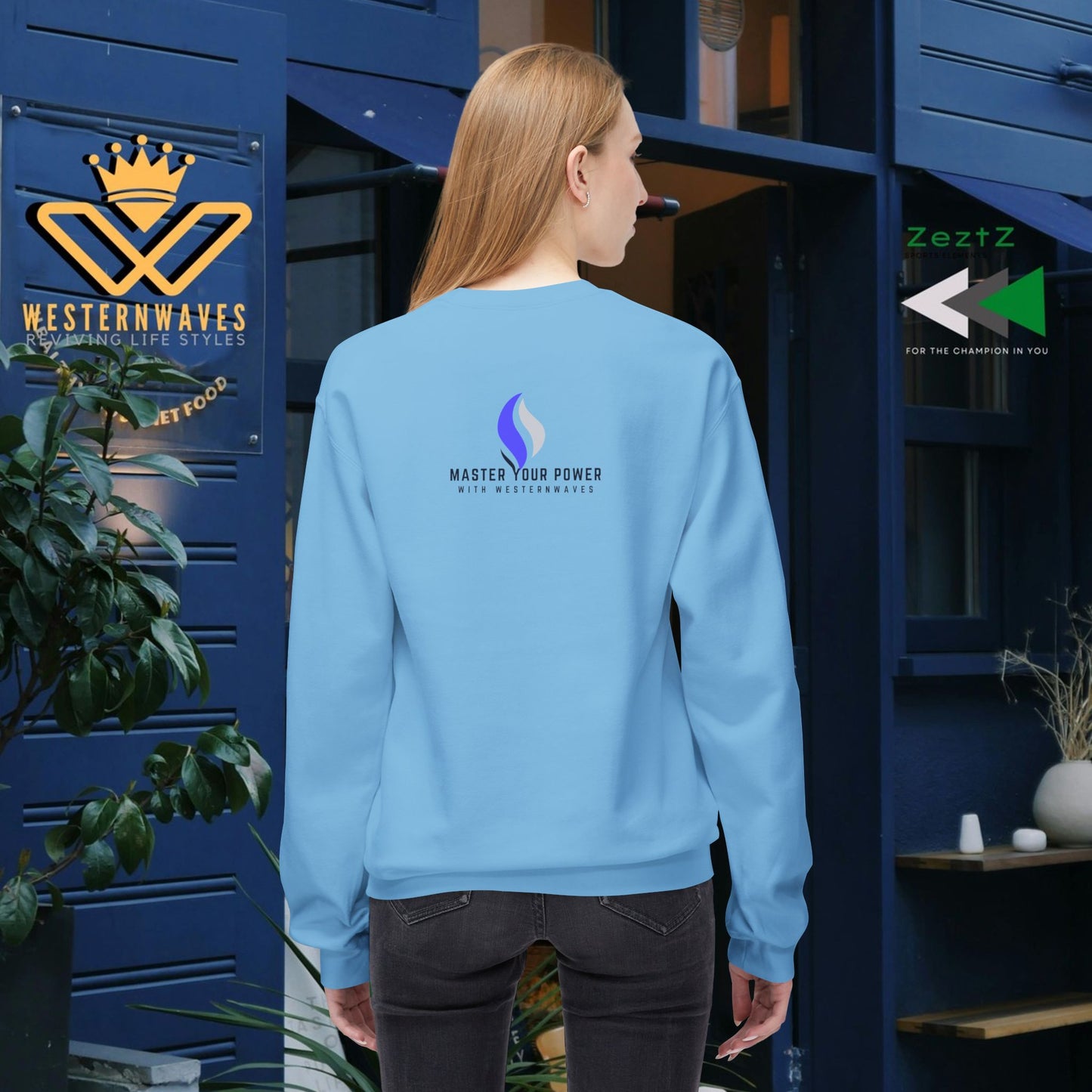 Unisex Midweight Softstyle Fleece Crewneck Sweatshirt_ N3+ Series USMWSSFCNSS PT2WW001_ Limited Edition Stylish Eco-conscious Raw Classic by WesternWaves: