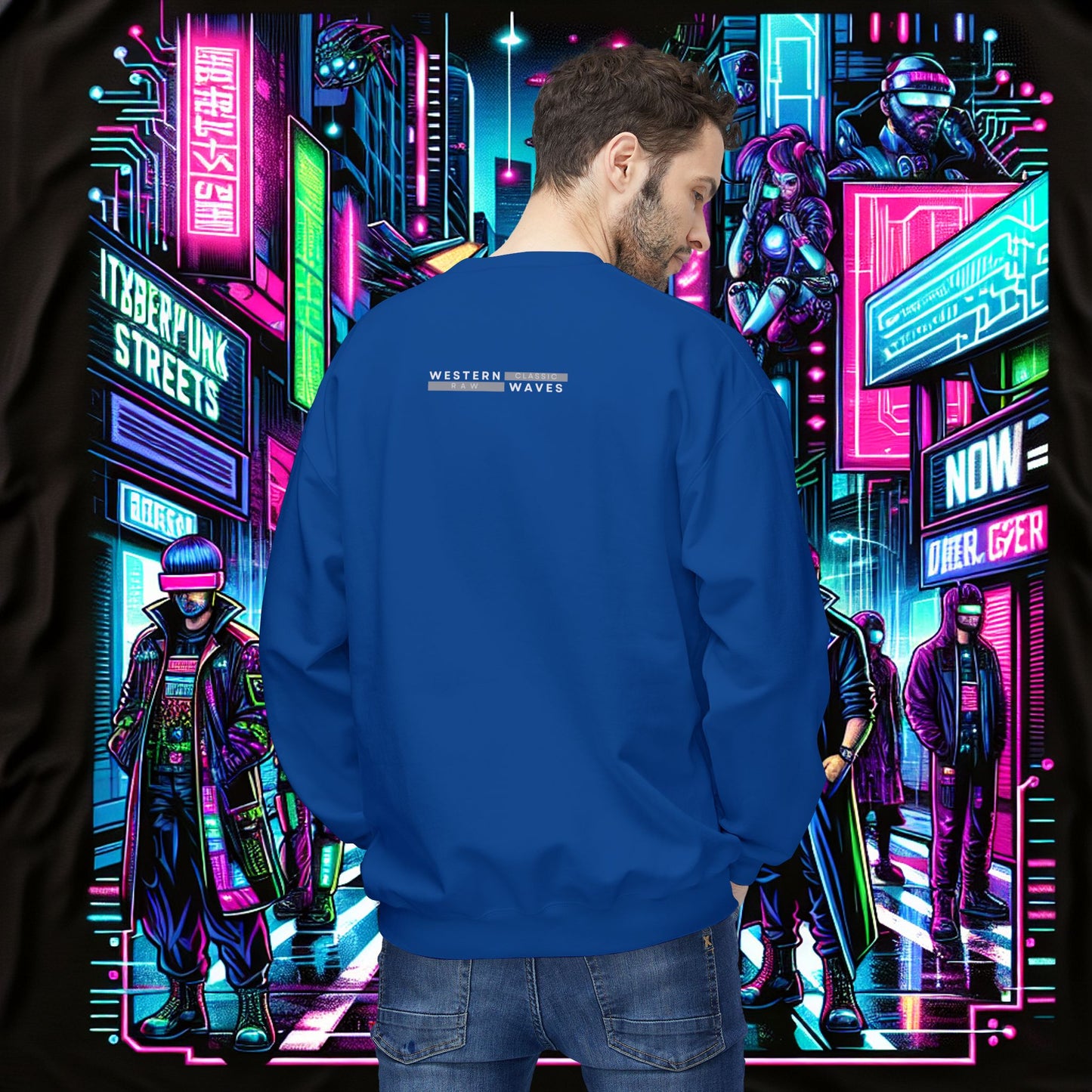 Unisex Midweight Softstyle Fleece Crewneck Sweatshirt_ Series N8+ USMWSSFCNSS PT2WW001_ UWD 0027_ Limited Edition Graphic Pullover by WesternWaves: