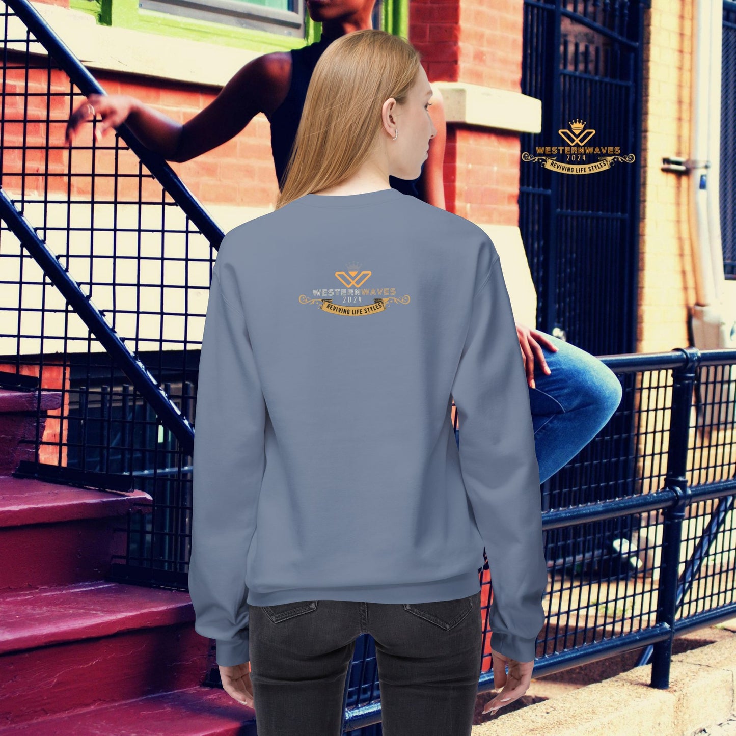 Unisex Midweight Fleece Crewneck Sweatshirt_ N3+ Series UXMWFCS PT2WW015_ WesternWaves Signature Limited Edition: